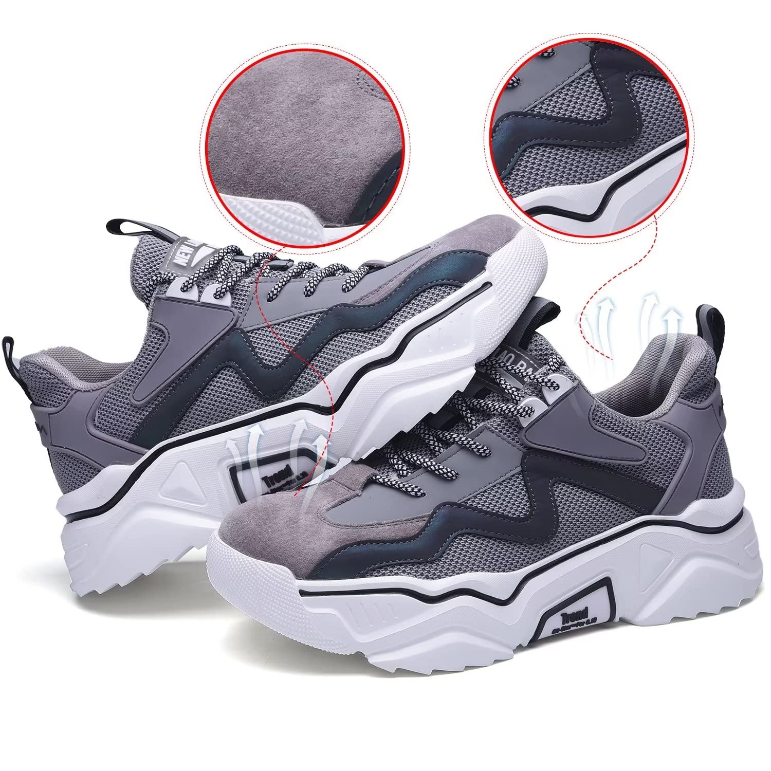 [1 Pair] Steel Toe Shoes, Work Safety Lightweight Slip Resistant