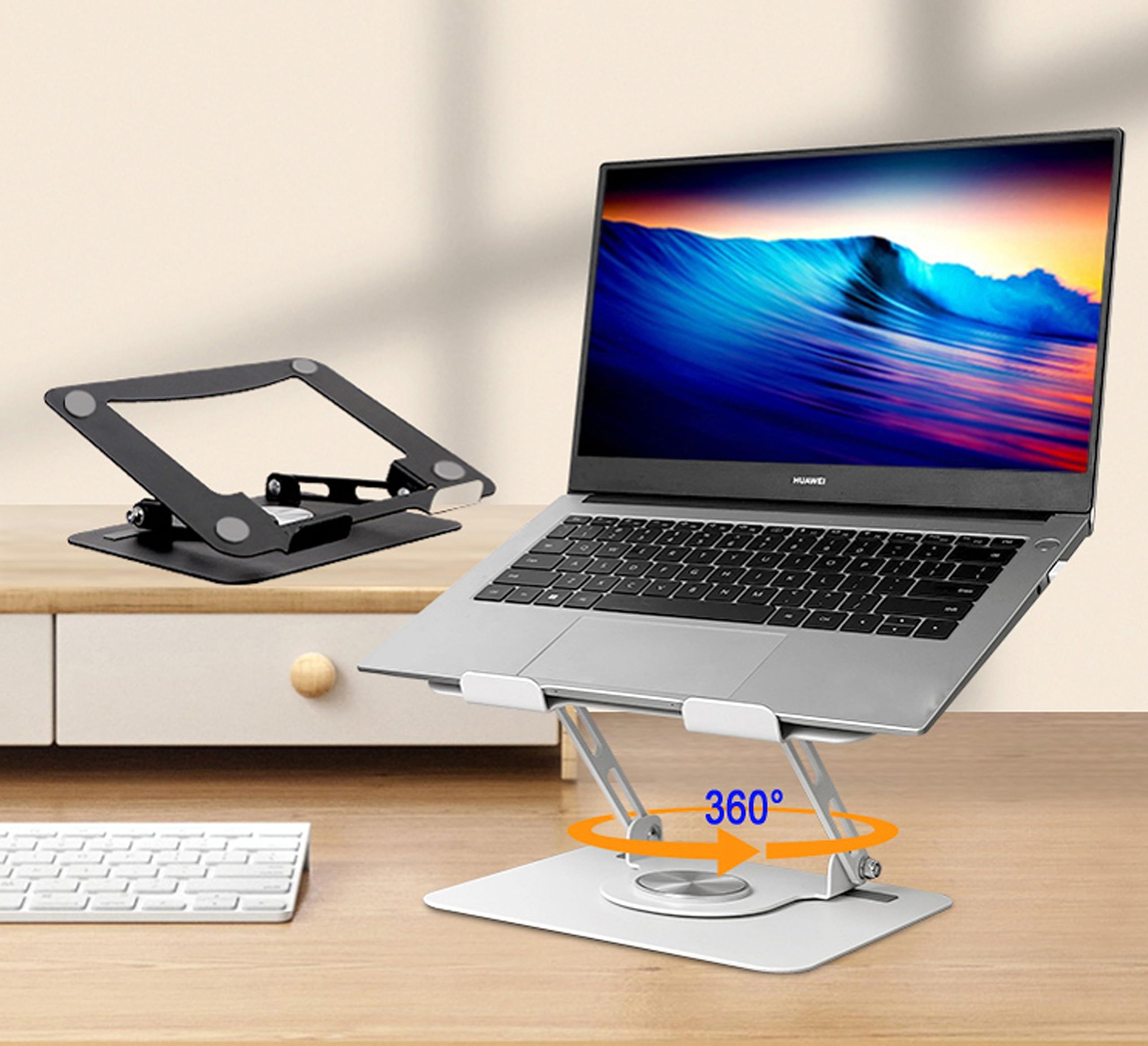 [1 PC] Swivel Laptop Stand for Desk, Adjustable-Raise, Tilt, Collapsible