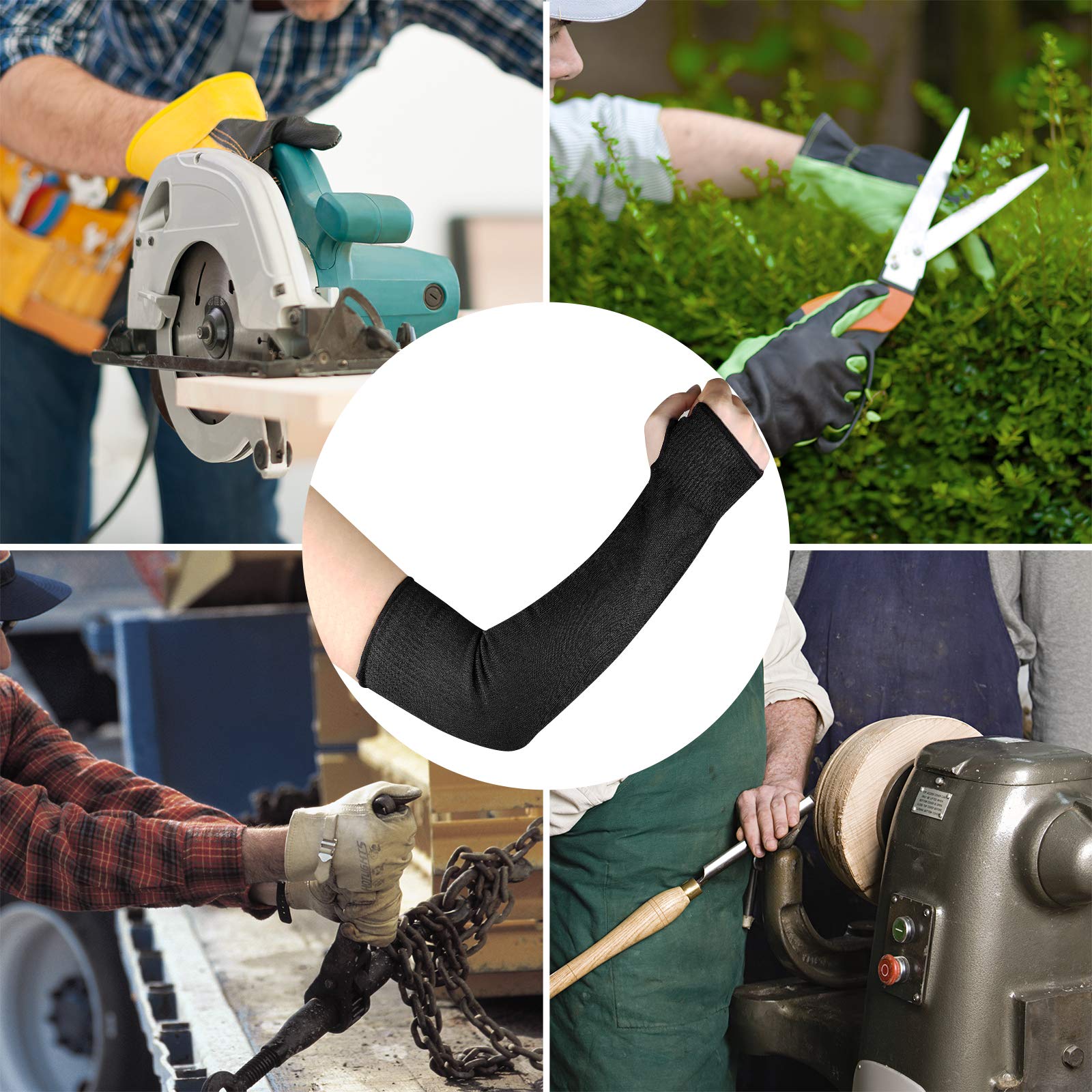 [1 Pair / 2 Pairs] Cut Resistant Sleeves, Level 5 Arm Protection Sleeves with Thumb Hole