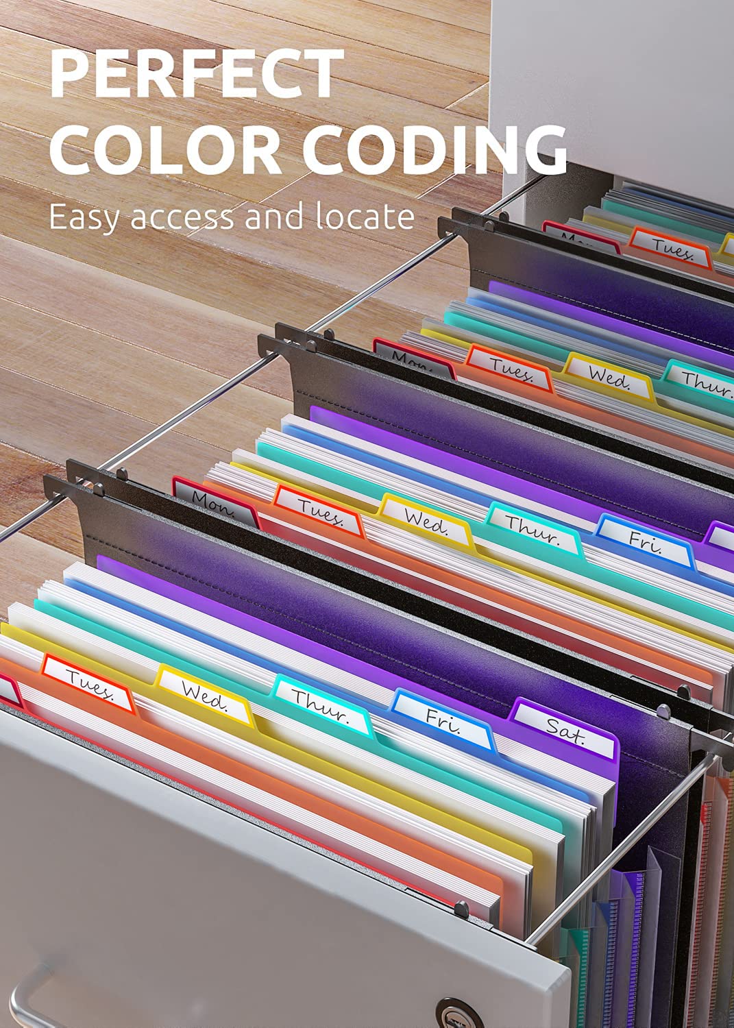 Plastic Expanding Hanging File Folders, 7 Innovative 1.2", Large Capacity - Letter / Legal size