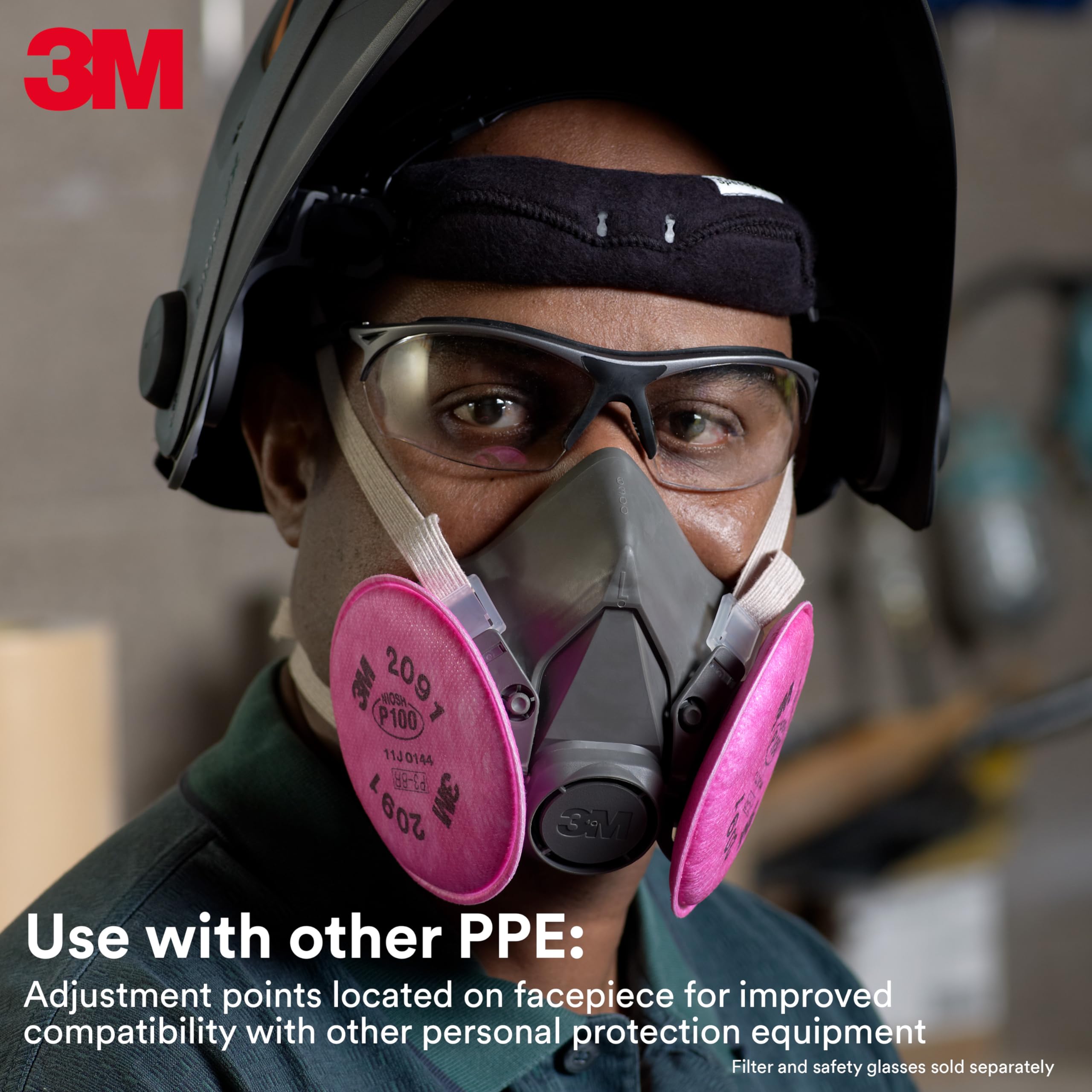 [1 PC] 3M Half Facepiece Reusable Respirator 6200, NIOSH Approved, Four-Point Harness