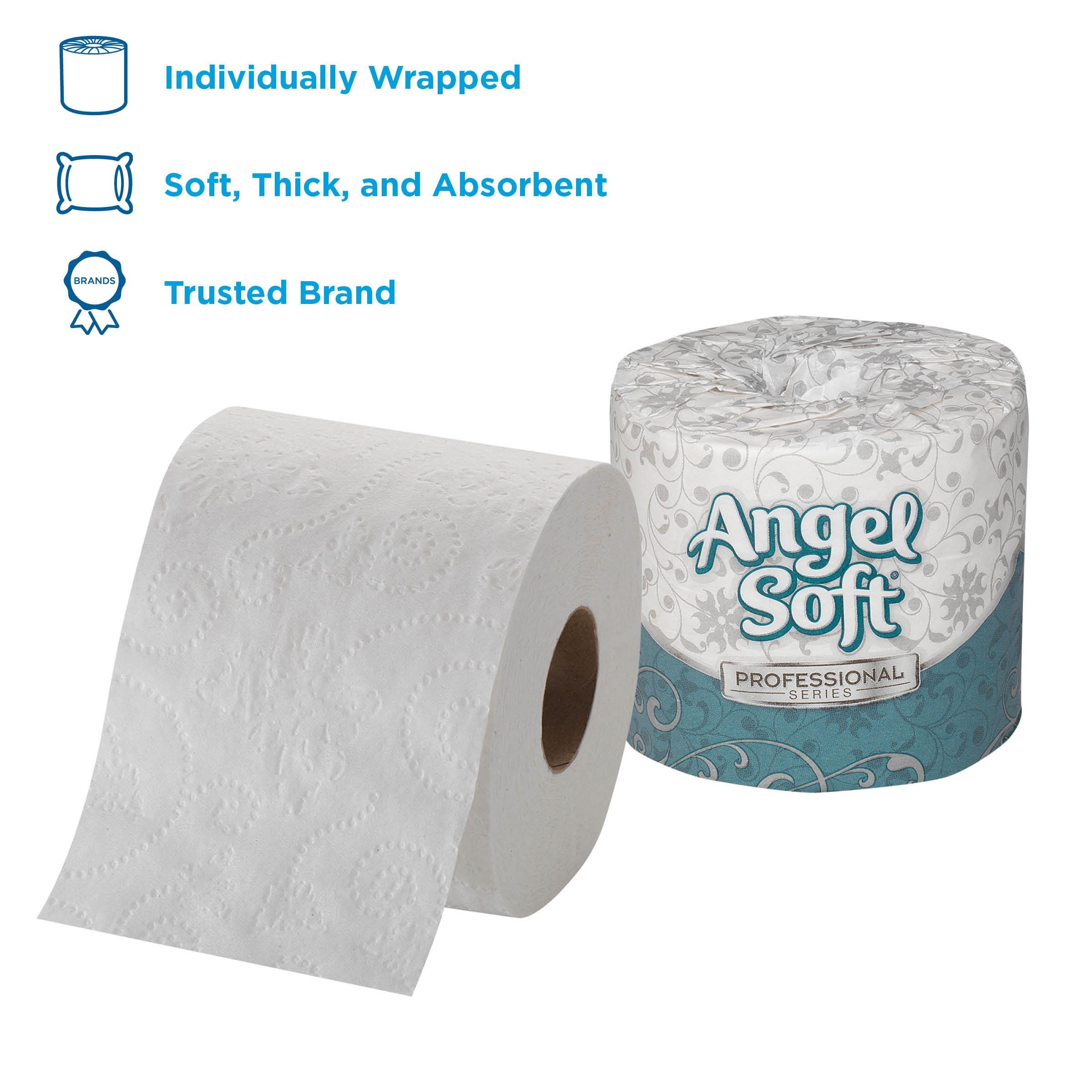 Angel Soft ps 16880 White 2-Ply Premium Embossed Bathroom Tissue, 4.05" Length x 4.0" Width (Case of 80 Rolls, 450 Sheets Per Roll)