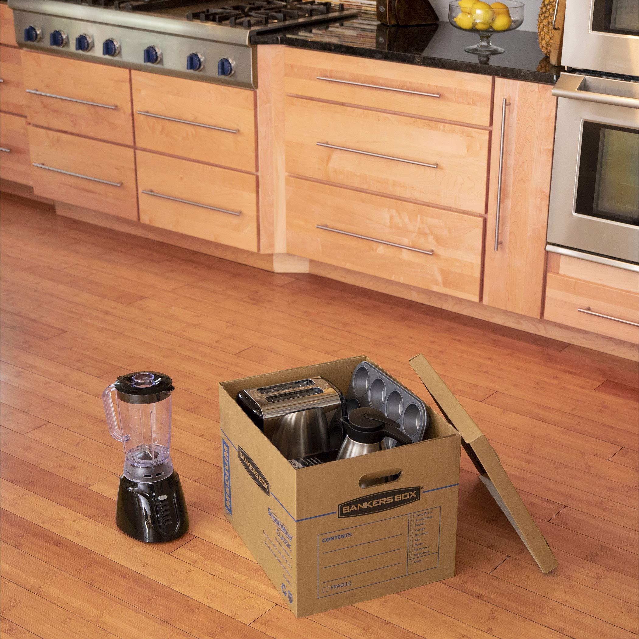 Bankers Box 20 Pack Medium Classic Moving Boxes, Tape-Free with Reinforced Handles