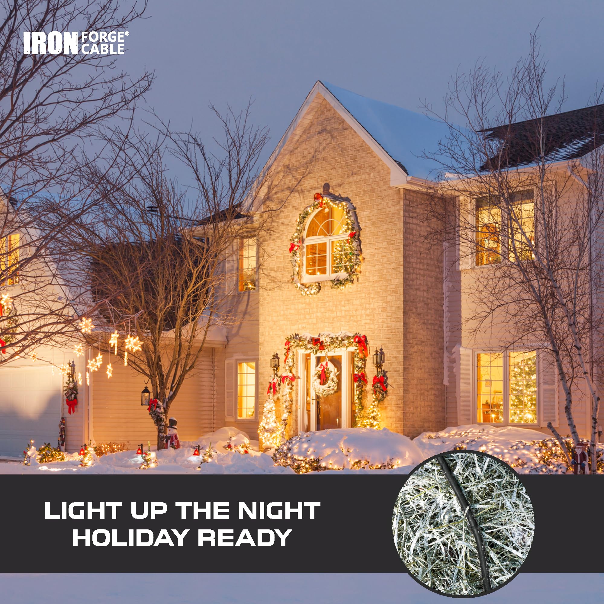 Weatherproof Outdoor Extension Cord, 16/3 SJTW Heavy Duty Black Extension Cord 3 Prong, 13 Amp Exterior Power Cable