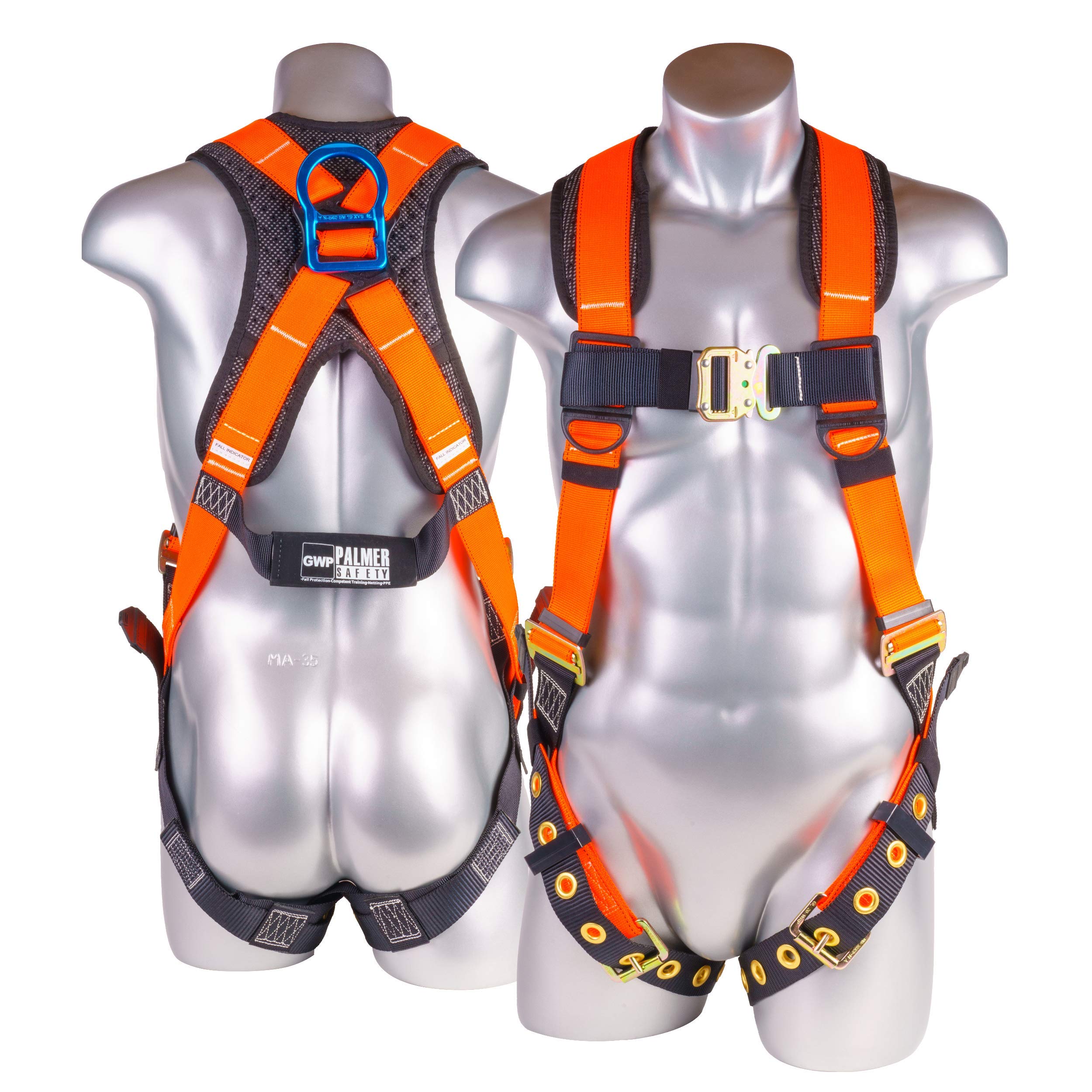 [1 Pack] Fall Protection 5pt Safety Harness w/ OSHA ANSI Compliant Personal Equipment