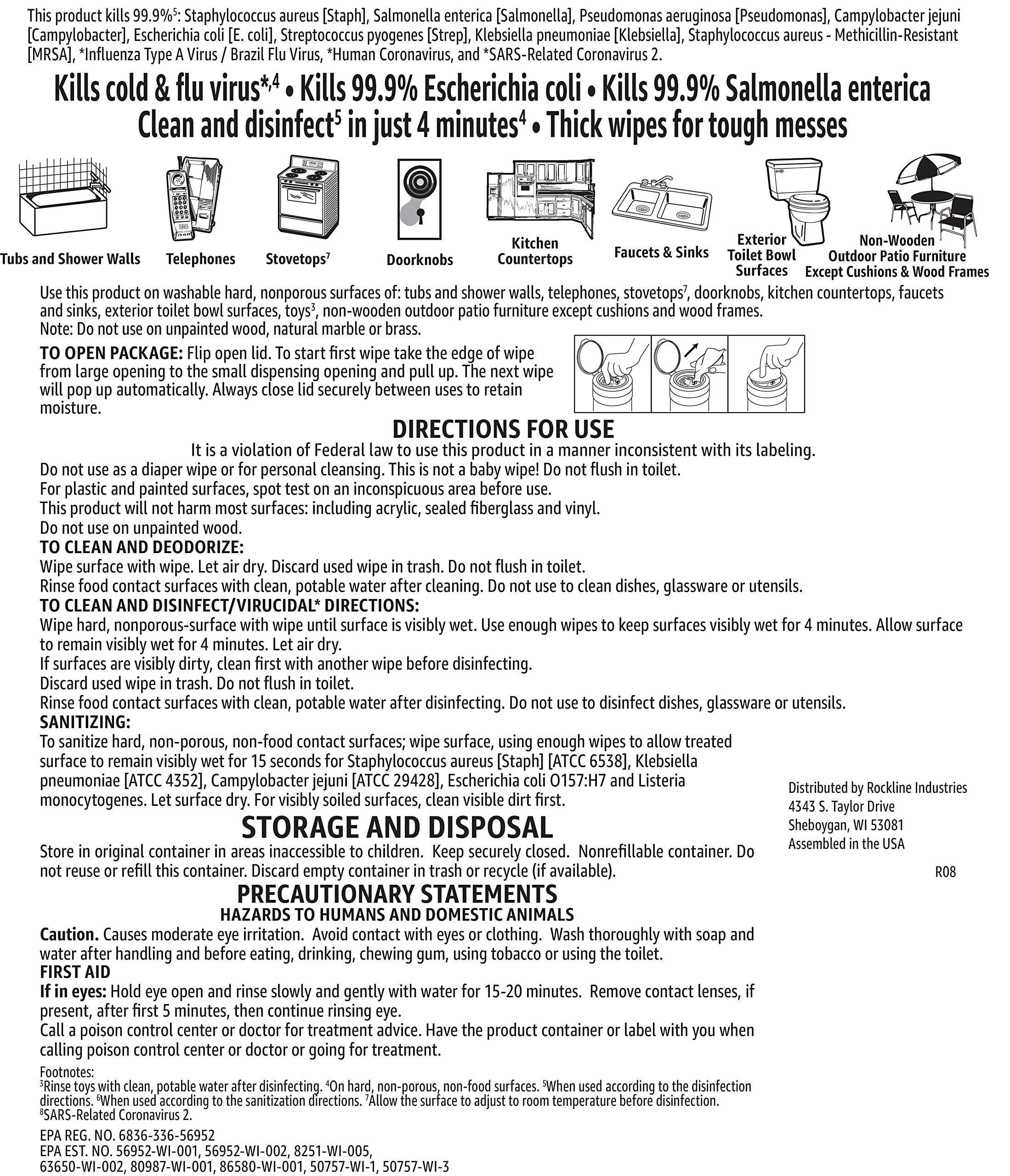 [3 or 4 Pack] Amazon Basics Disinfecting Wipes, for Sanitizing, Cleaning & Deodorizing