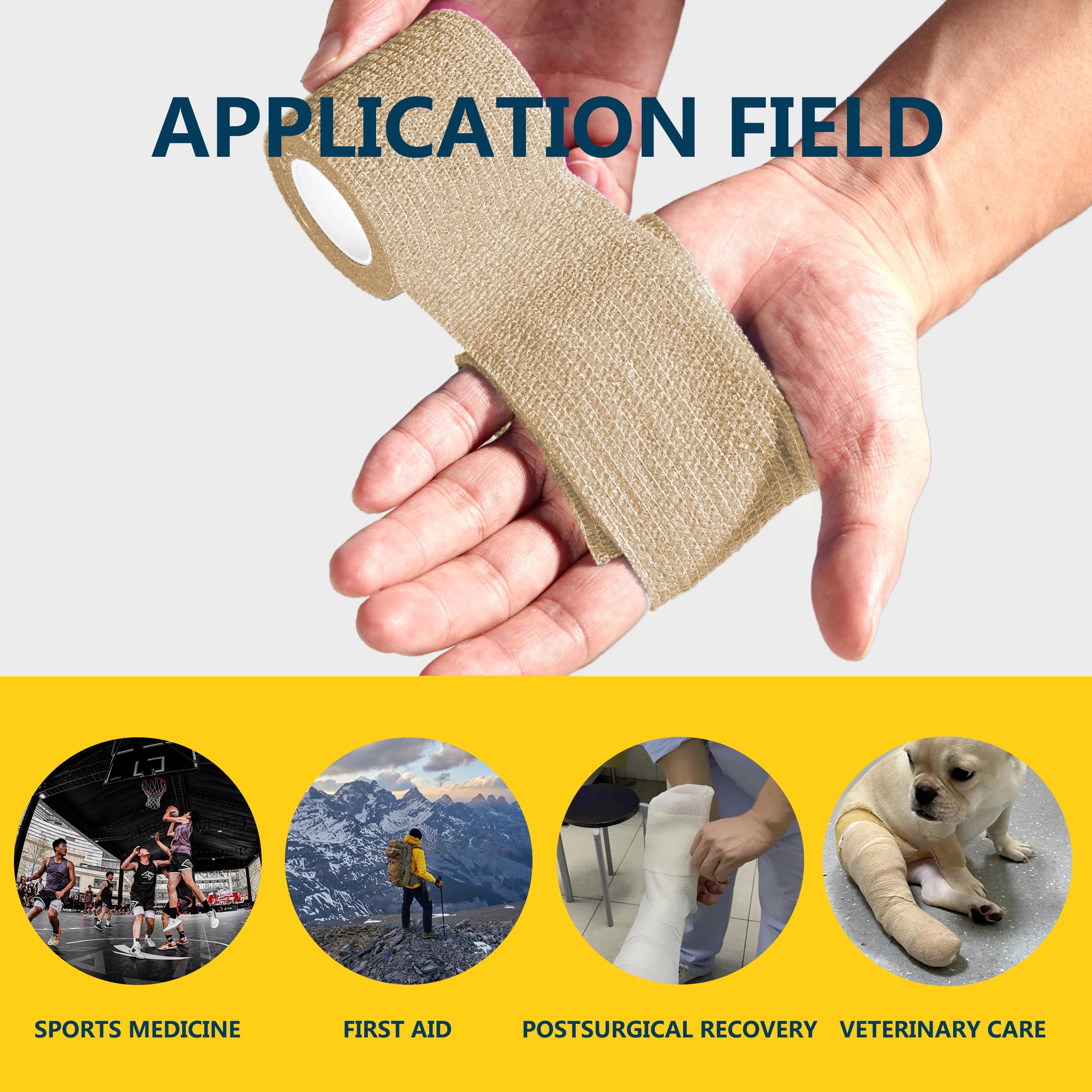 JCLIFE 12 Rolls Self Adhesive Bandage Wrap, 2” x 5 Yards Breathable Elastic Bandage Wrap