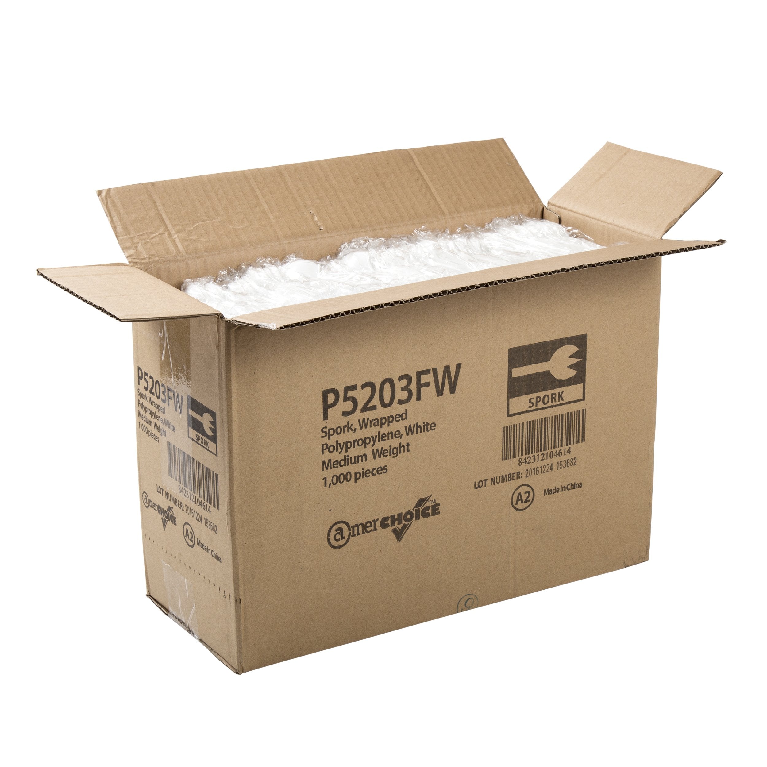 [1000 PCS] Polypropylene Sporks, White, Individually Wrapped