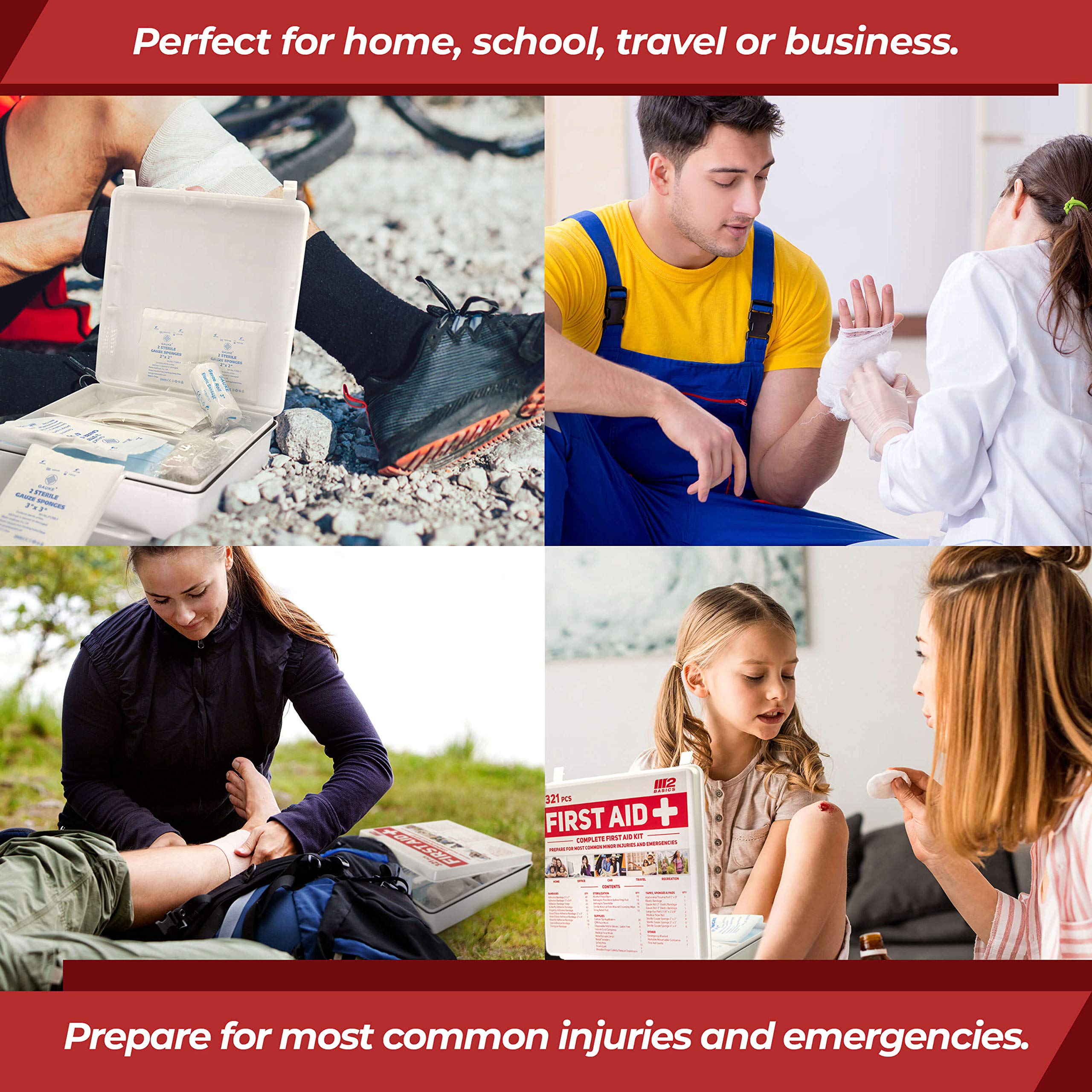 M2 BASICS Complete 321 Piece Emergency First Aid Kit