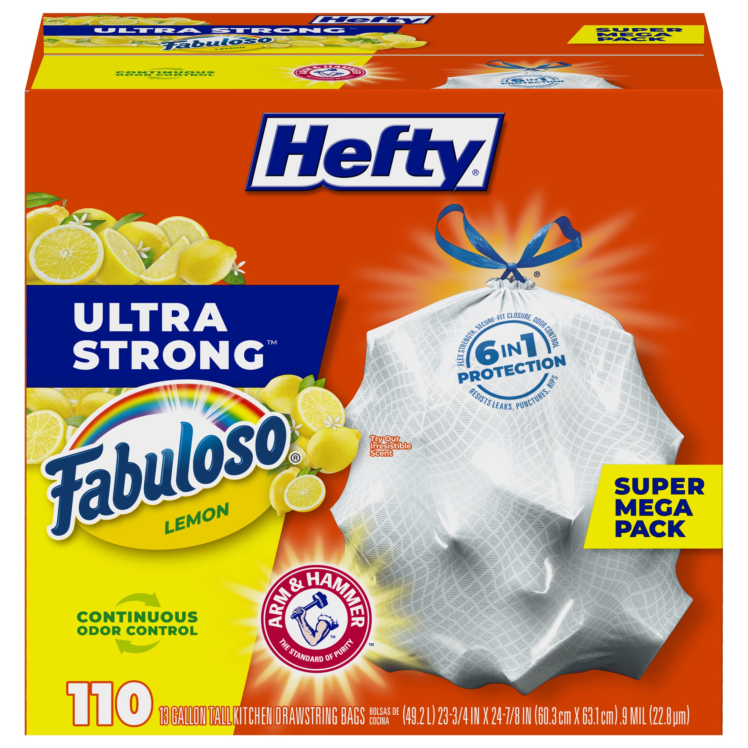 [80 Count] Hefty Ultra Strong Tall Kitchen Trash Bags, Lavender & Sweet Vanilla Scent, 13 Gallon