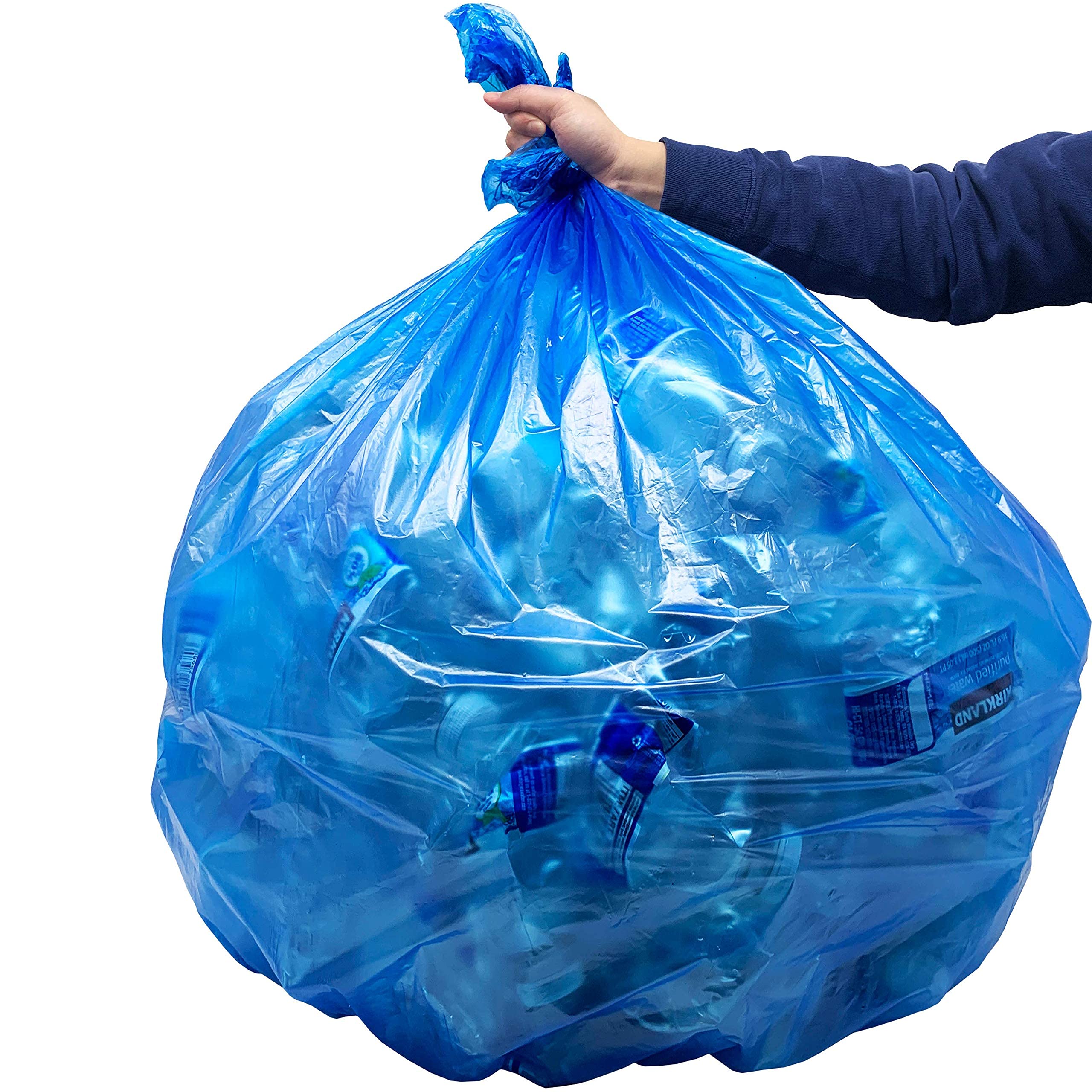 [150 Count] SuperValue 55-60 Gallon Recycling Bags, Blue Trash Bags