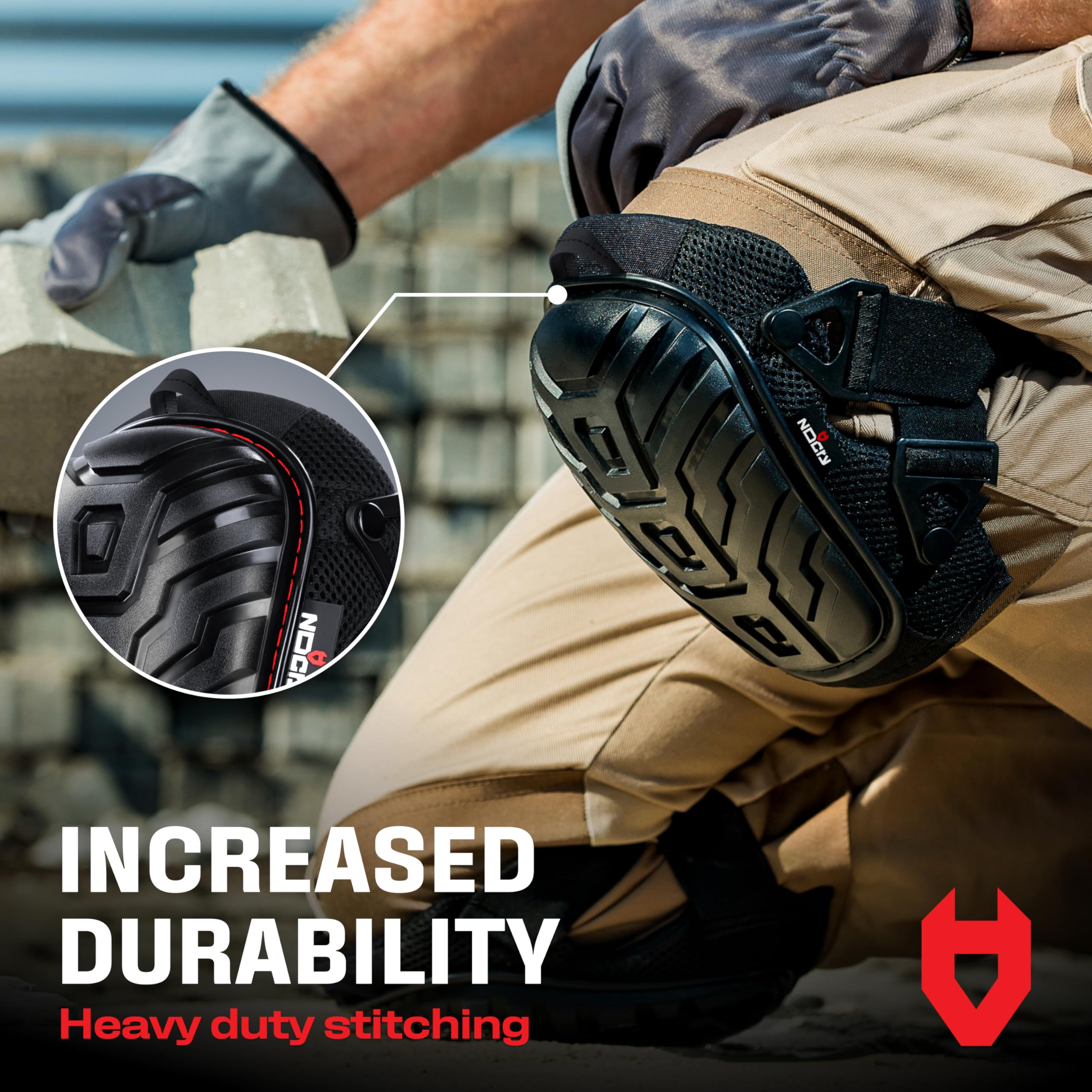 [1 Pair] Professional Construction Knee Pads for Men and Women w/ Non Slip Heavy Duty Cap Support