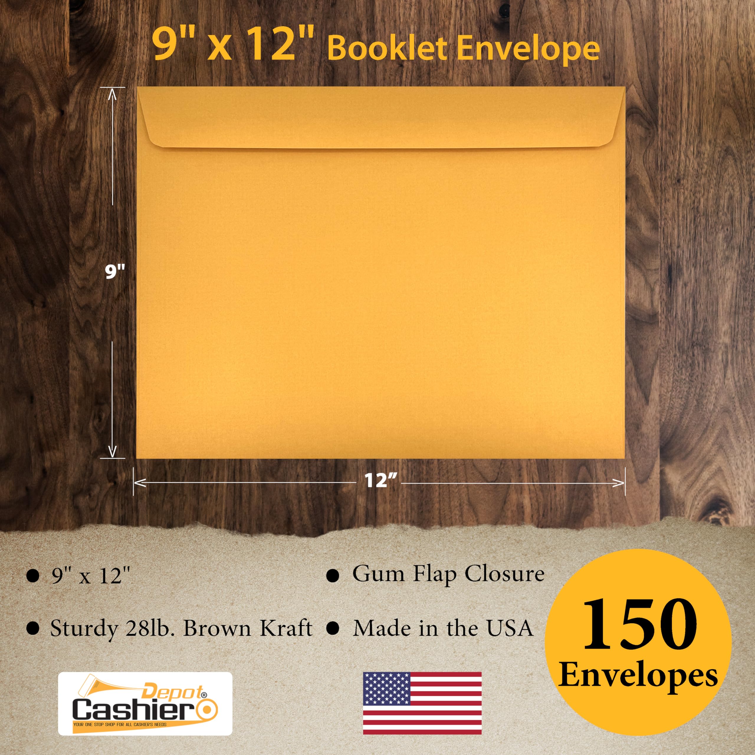 [150 Pack] 9" x 12" Booklet Envelopes (Open Side), Premium Heavy 28lb