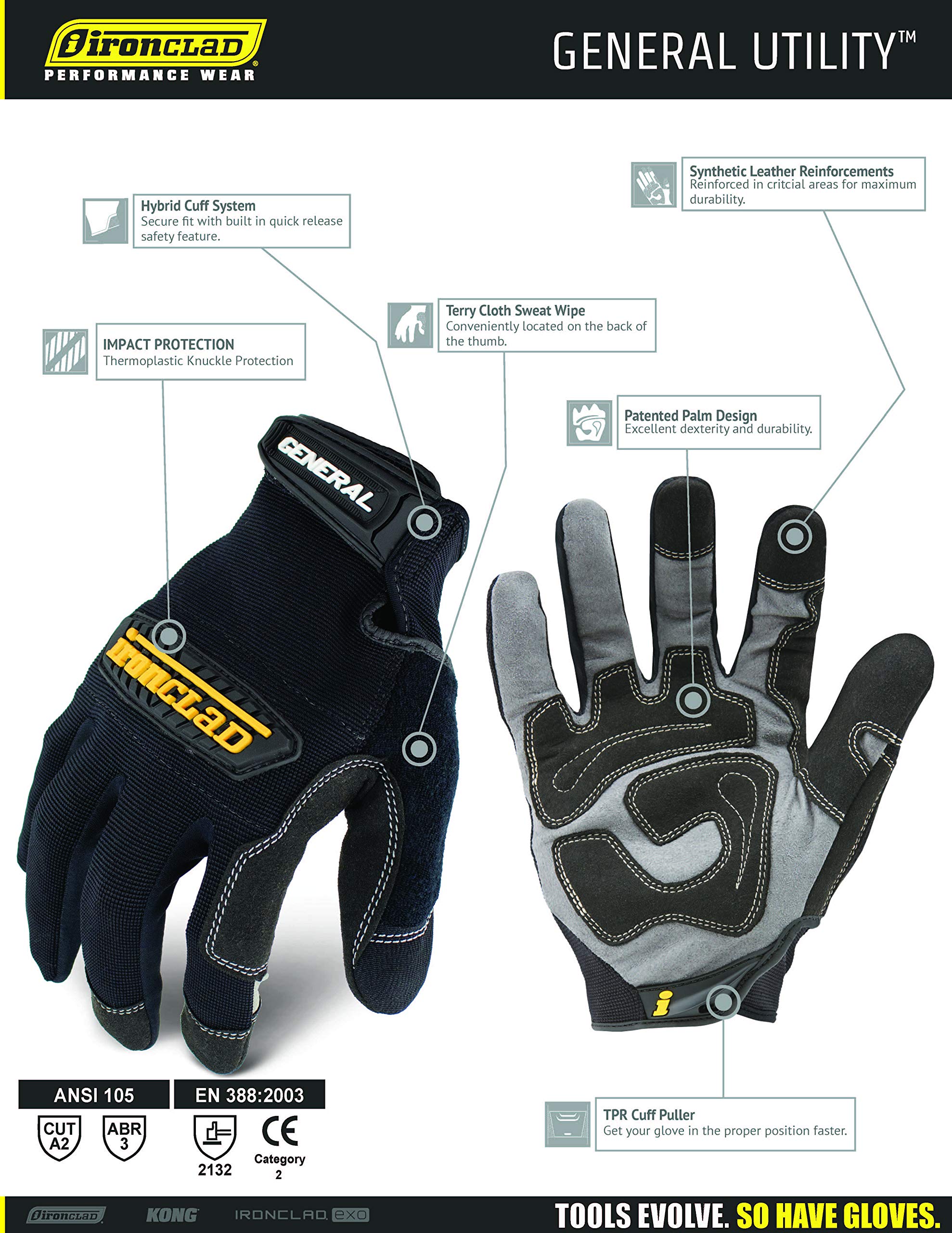 [1 Pair] High Performance Task Specific Work Gloves GUG, All-Purpose GUG-04-L