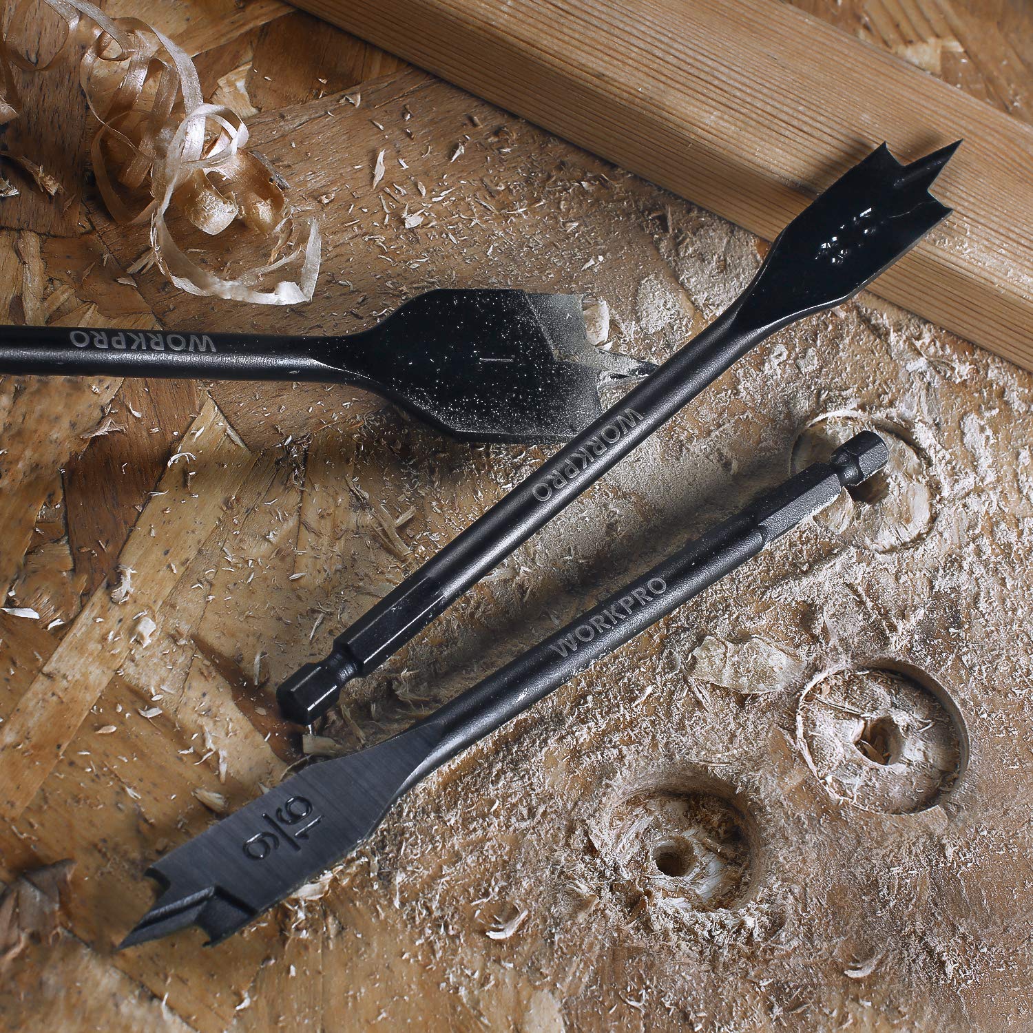 13-Piece Spade Drill Bit Set in SAE, Paddle Flat Bits for Woodworking, Nylon Storage Pouch Included