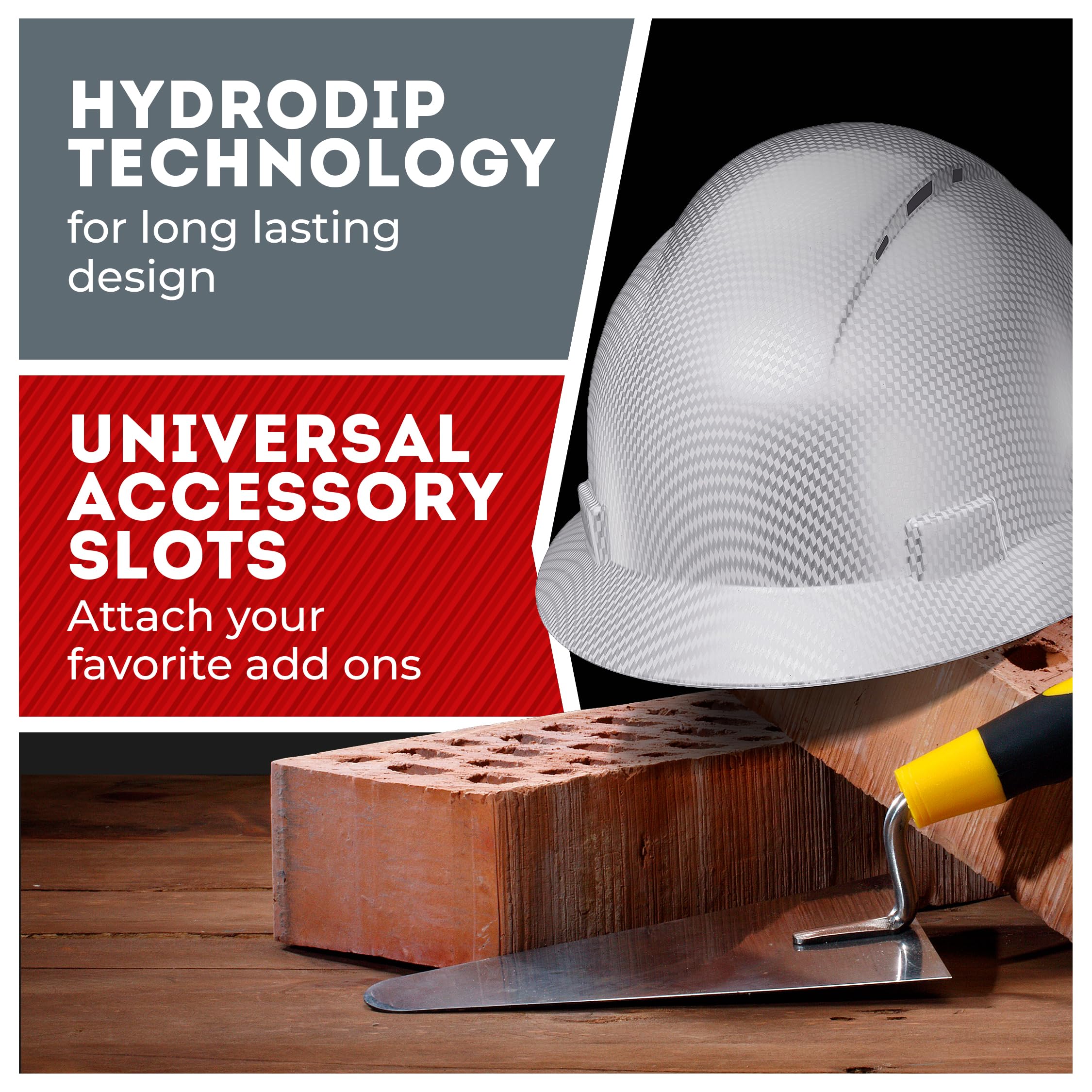 [1 PC] Full Brim Vented Carbon Fiber Matte Finish OSHA Hard Hat with 6-Point Suspension