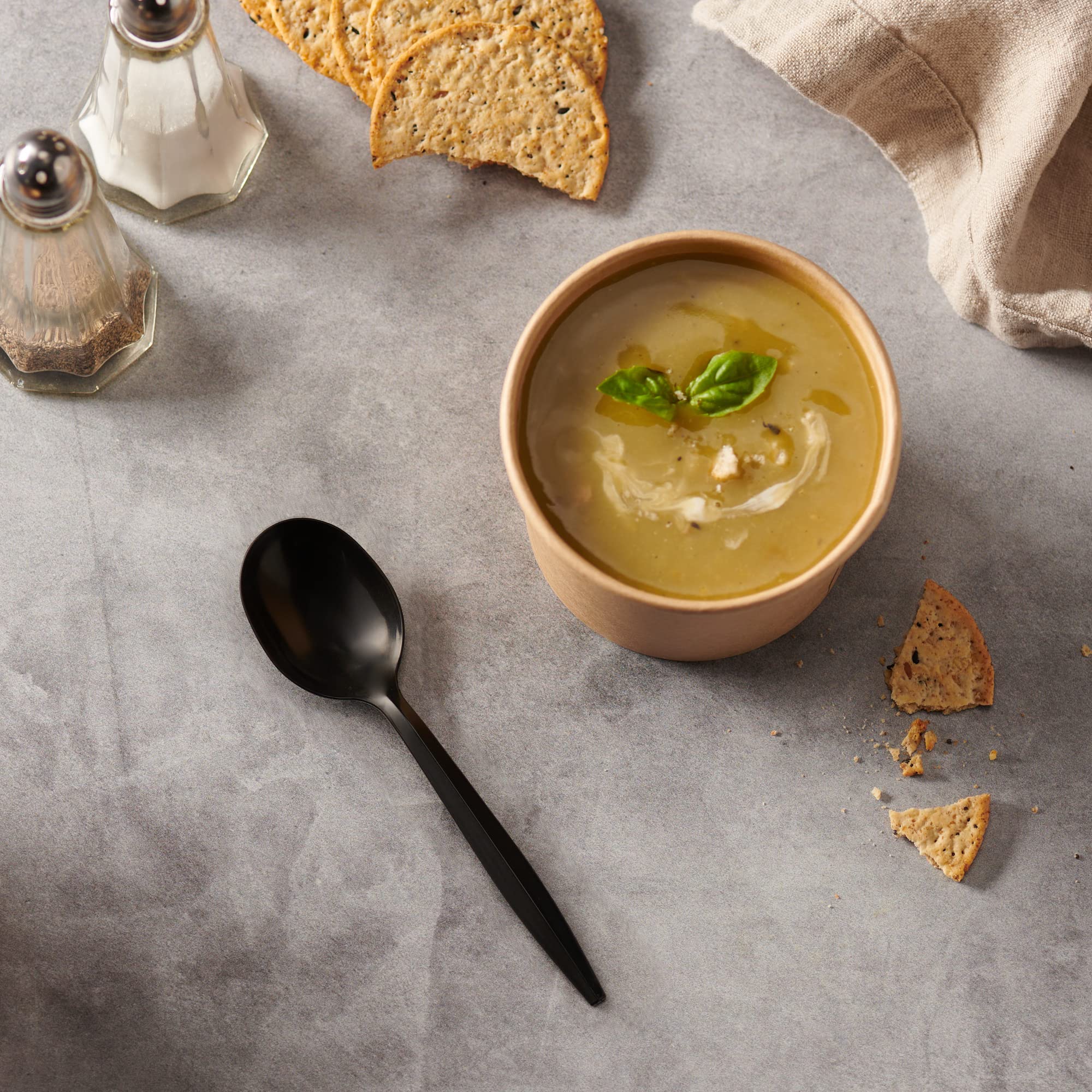 [1000 PCS] Plastic Disposable Soup Spoons Bulk, Black & White