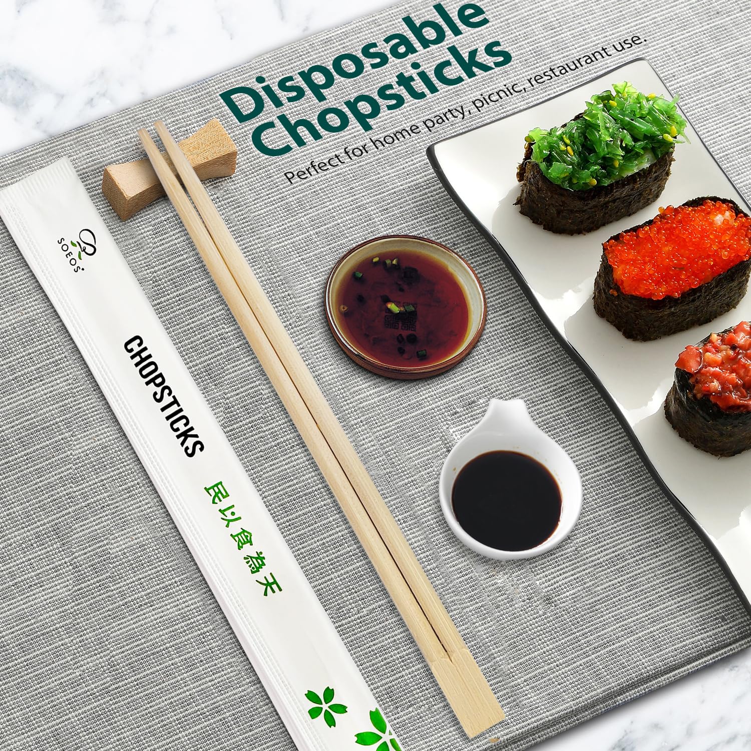 [500 Pairs] Premium Quality Disposable Bamboo Chopsticks, 9" Length