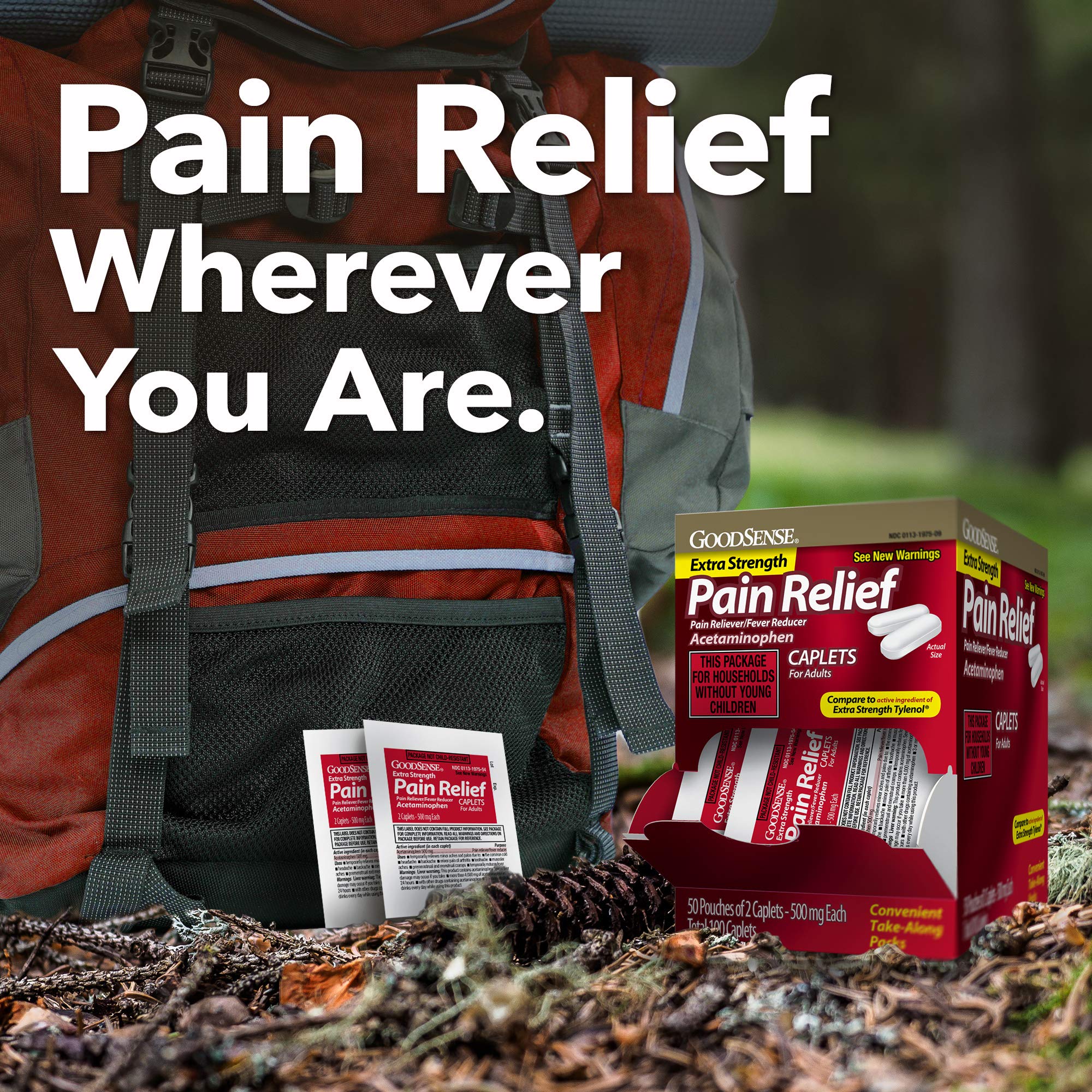 [100 Count] Extra Strength Acetaminophen Caplets 500 mg, Pain Reliever and Fever Reducer