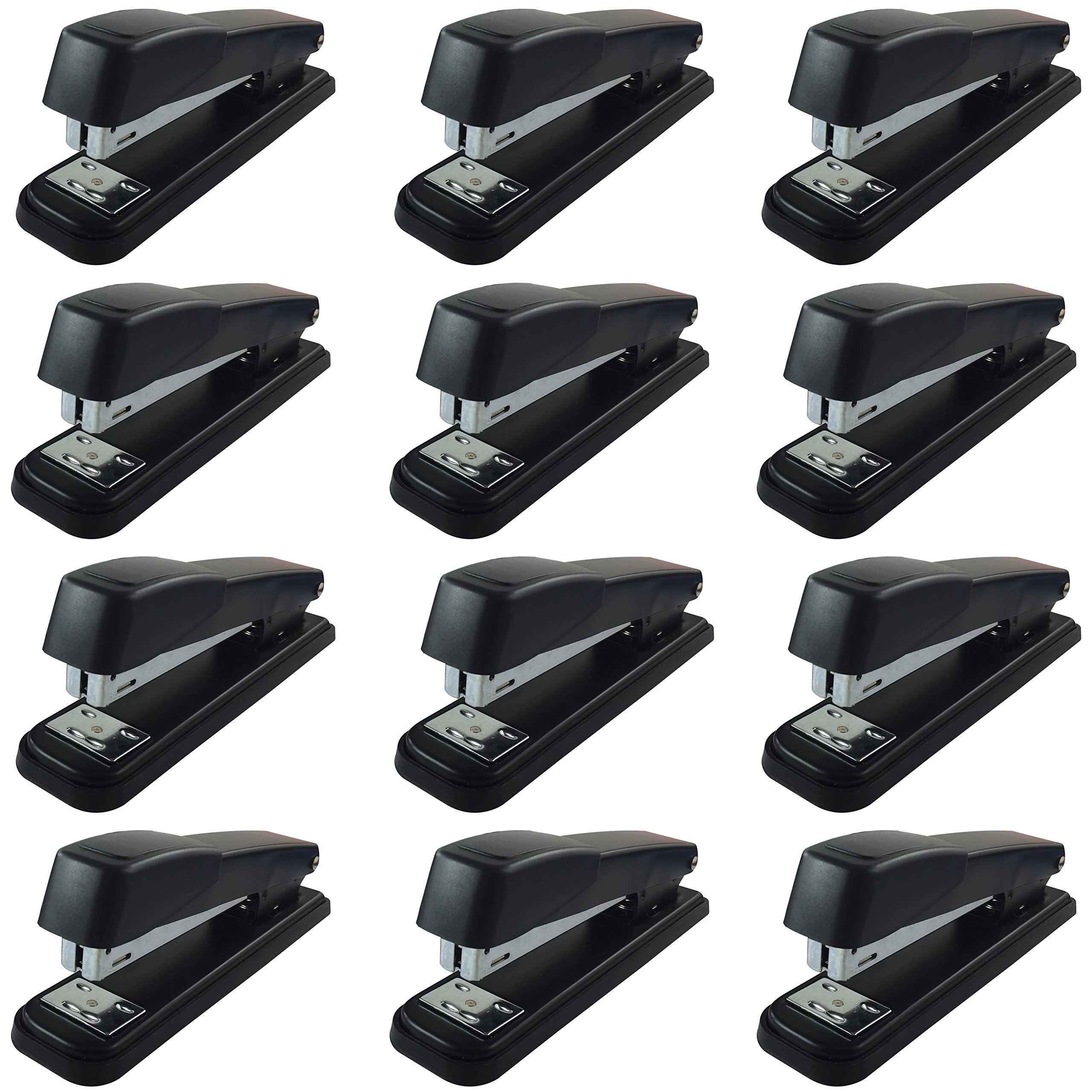 Clipco Stapler with 2000 Staples Full Desk Size Black (12-Pack)