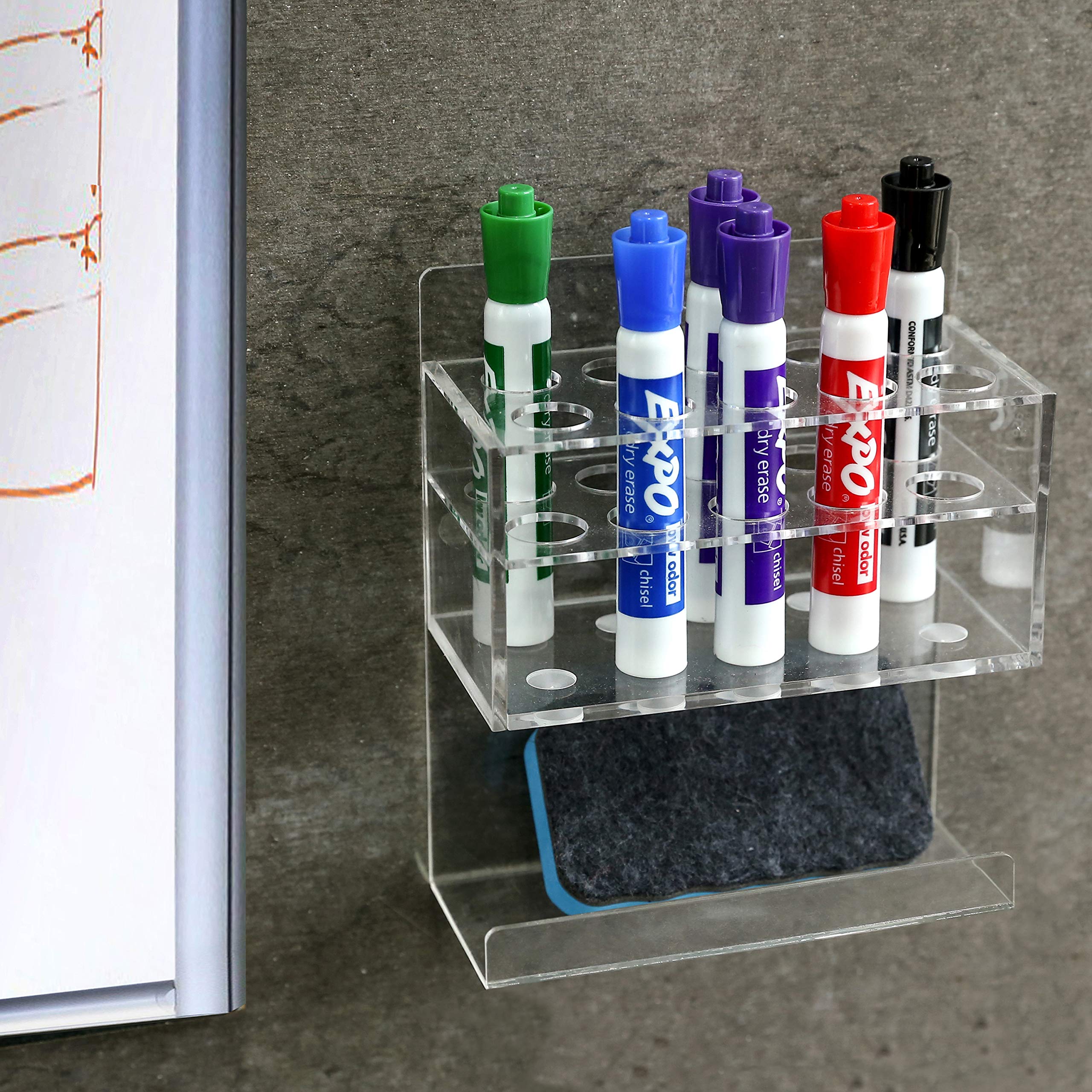 [1 / 2 Pack] Wall Mounted Dry Erase Whiteboard Marker Holder Stand