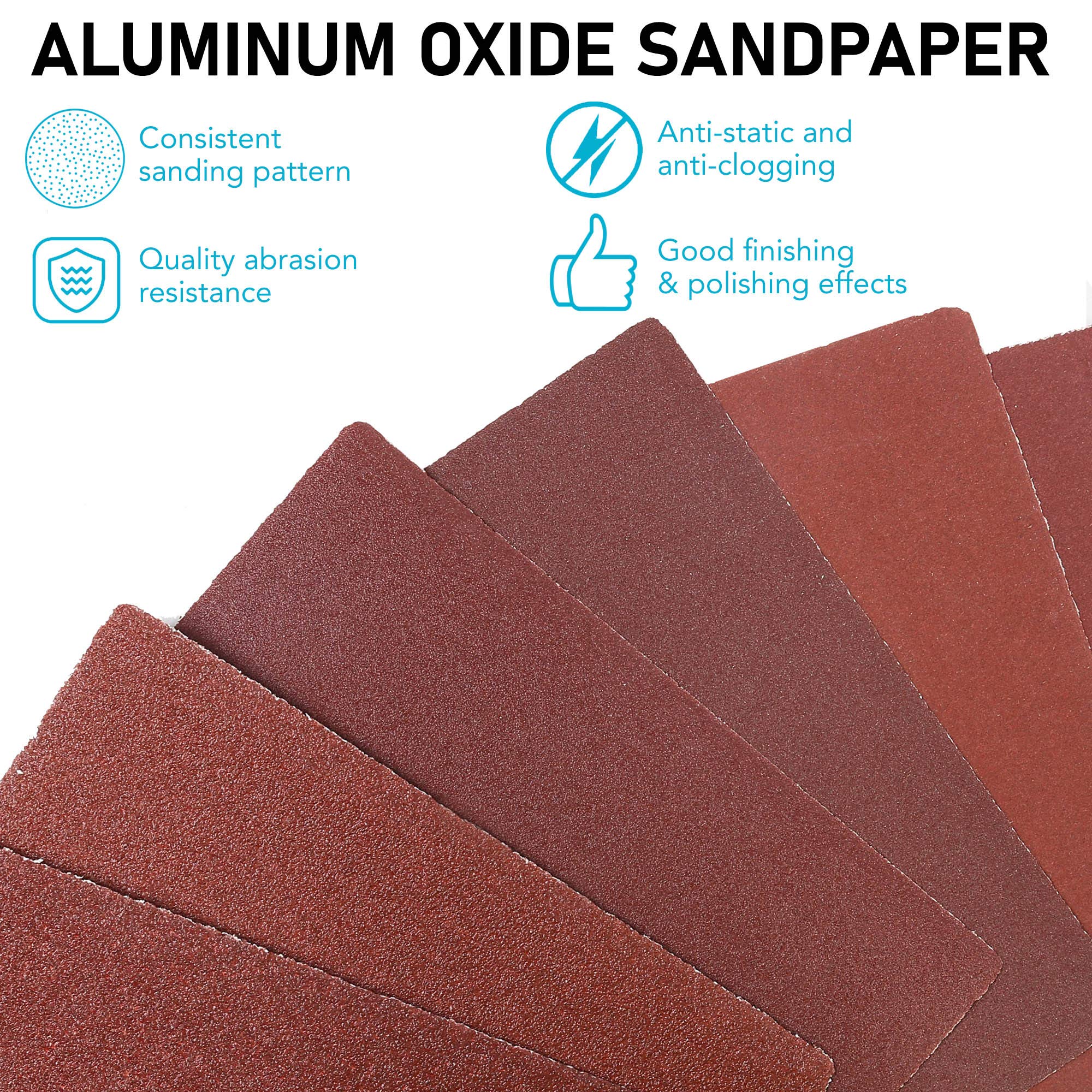 1/4 Sheet Sandpaper for Palm Sander, 50PCS, Plain Backing Sand Paper, 5.5”x 4.5”