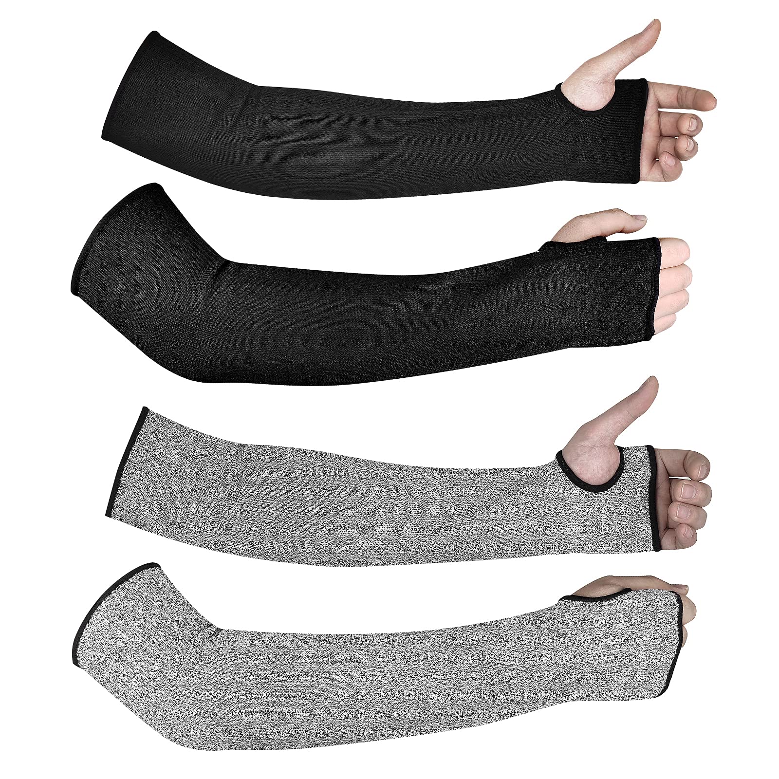 [1 Pair / 2 Pairs] Cut Resistant Sleeves, Level 5 Arm Protection Sleeves with Thumb Hole