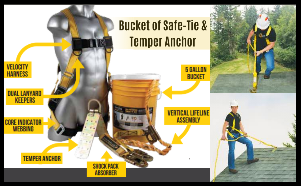 [1 Pack] Fall Protection Safety Harness Kit, The Bucket of Safe-Tie