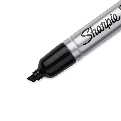 SHARPIE King Size Permanent Markers, Large Chisel Tip, Great For Poster Boards, Black, 12 Count