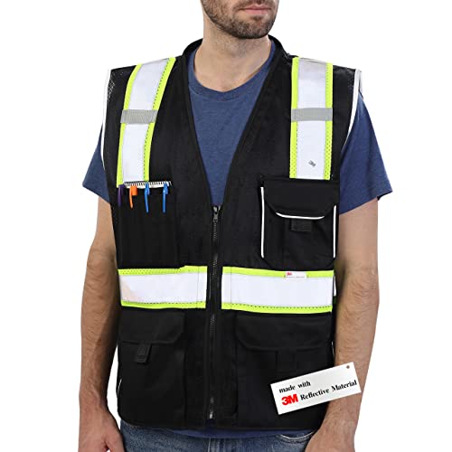 [1 PC] Safety Vest Reflective Yellow Mesh, ANSI Class 2 Heavy Duty