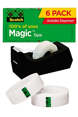 Scotch Magic Tape, 6 Rolls with Dispenser