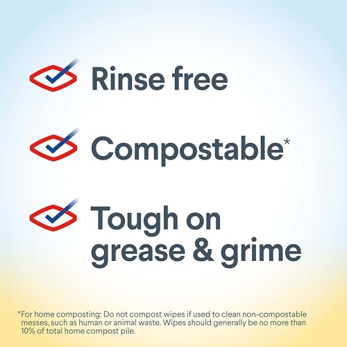 [3 Pack] Clorox Compostable Cleaning Wipes - Simply Lemon, 75 Count per Container