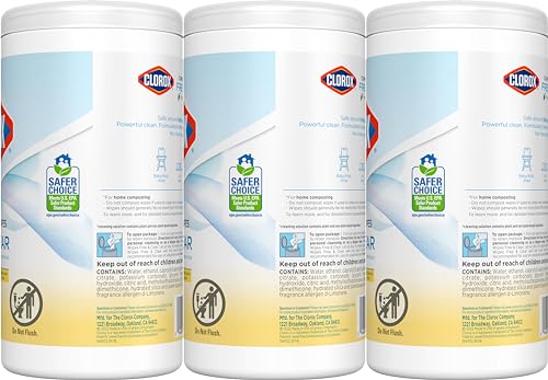 [3 Pack] Clorox Compostable Cleaning Wipes - Simply Lemon, 75 Count per Container