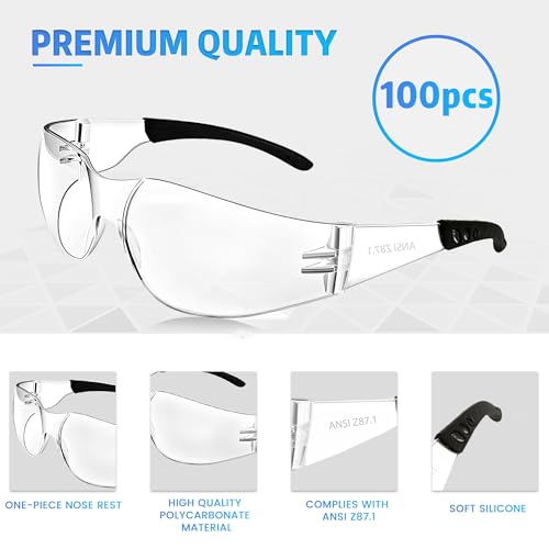 [10 / 30/ 50 / 80 / 100 PCS] Safety Glasses Protective Eyewear Glasses Bulk Ansi Z87.1 Impact Resistant Lens