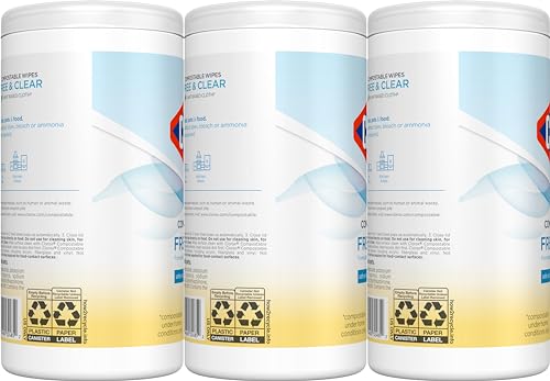 [3 Pack] Clorox Compostable Cleaning Wipes - Simply Lemon, 75 Count per Container