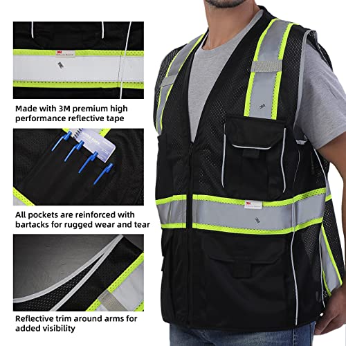[1 PC] Safety Vest Reflective Yellow Mesh, ANSI Class 2 Heavy Duty