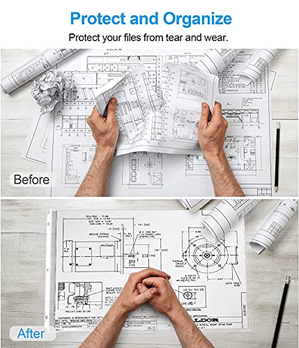 [30,50 & 100 Pack] Sheet Protectors 11 x 17 inch, Ledger Size, 3 Ring Binder
