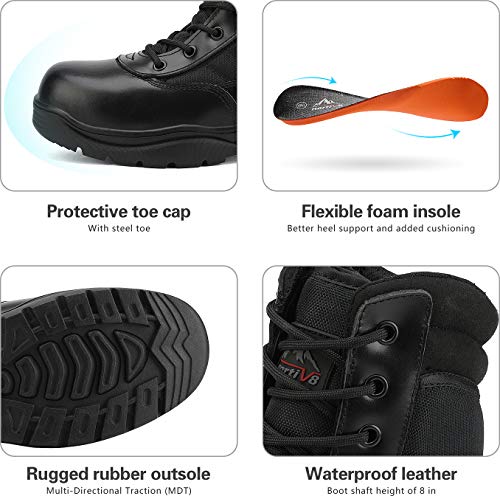 [1 Pair] Safety Industrial & Construction Steel Toe Work Boots, Slip Resistant ASTM F2413-18