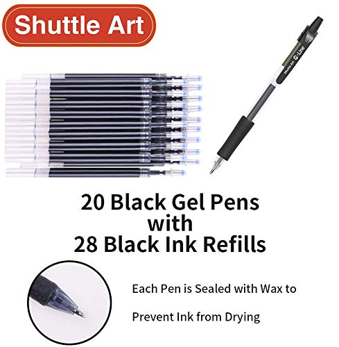 Shuttle Art Black Gel Pens, 36 & 48 Pack