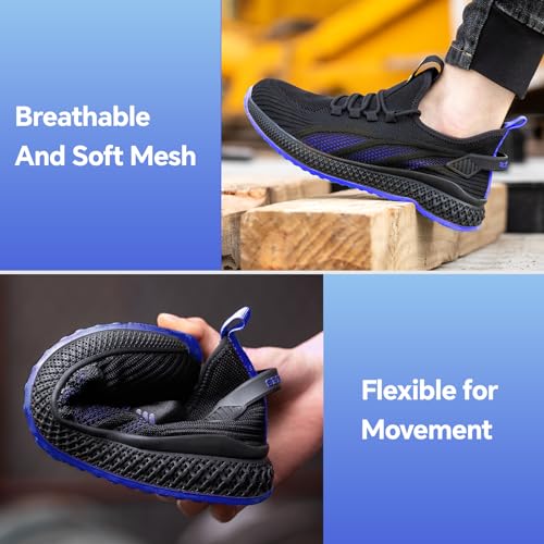 [1 Pair] Safety Shoes with Composite Toe Cap, Puncture Proof, Lightweight Work Shoes