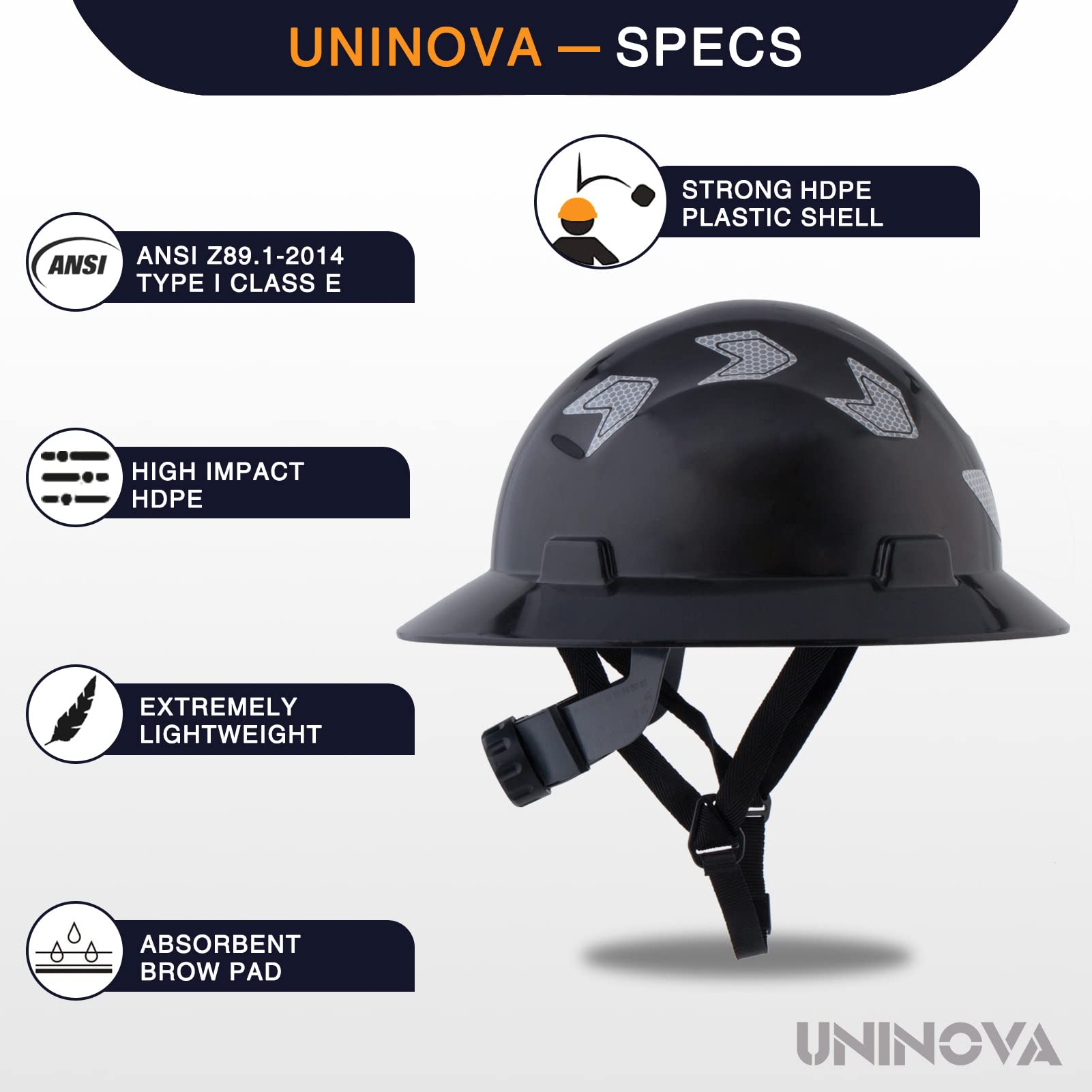 [1 PC] Full Brim Hard Hat, Electrical Class E,ANSI Z89.1 Approved OSHA Safety Helmet