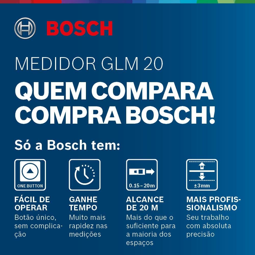 BOSCH GLM20 Blaze 65ft Laser Distance Measure With Real Time Measuring