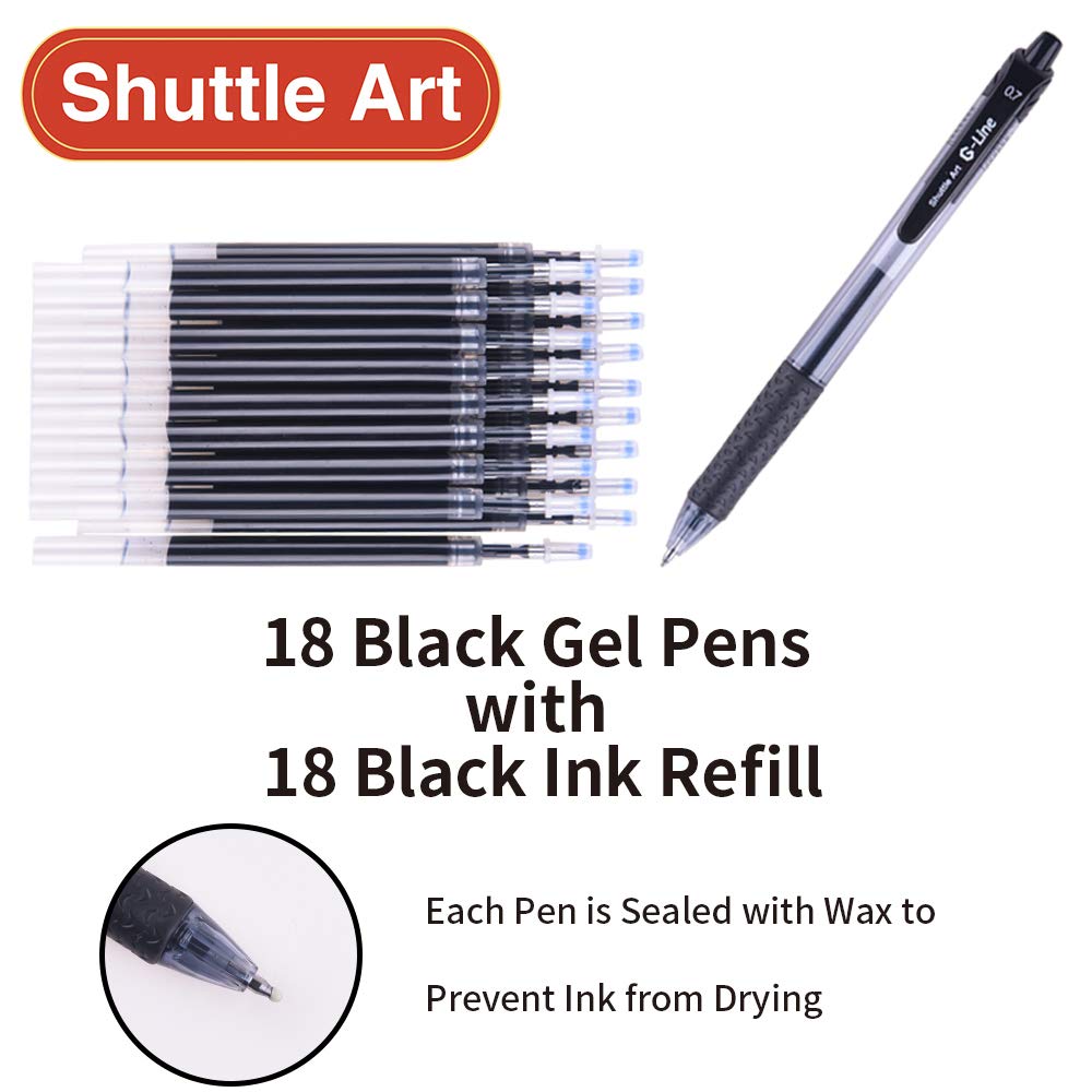 Shuttle Art Black Gel Pens, 36 & 48 Pack
