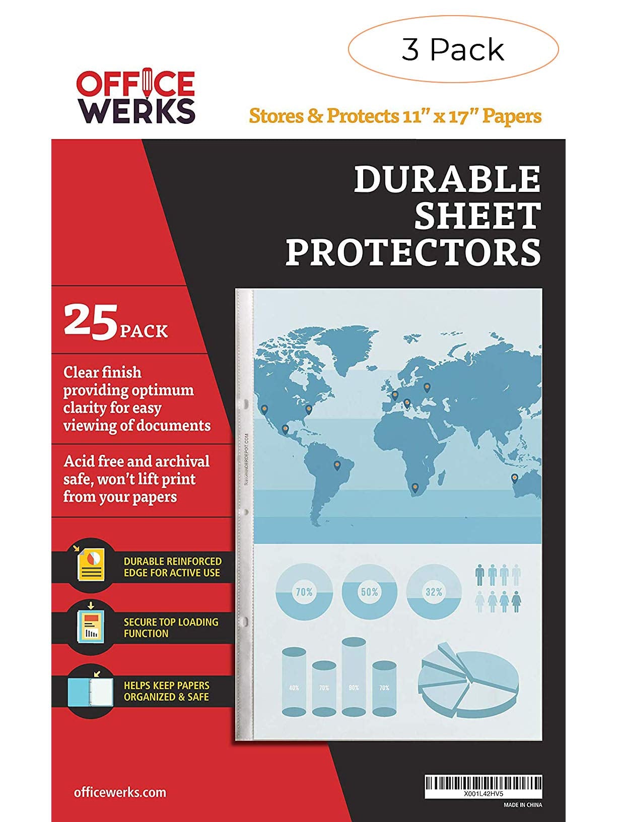 [25 Pack] 11x17 Sheet Protectors with 90 Microns Thick