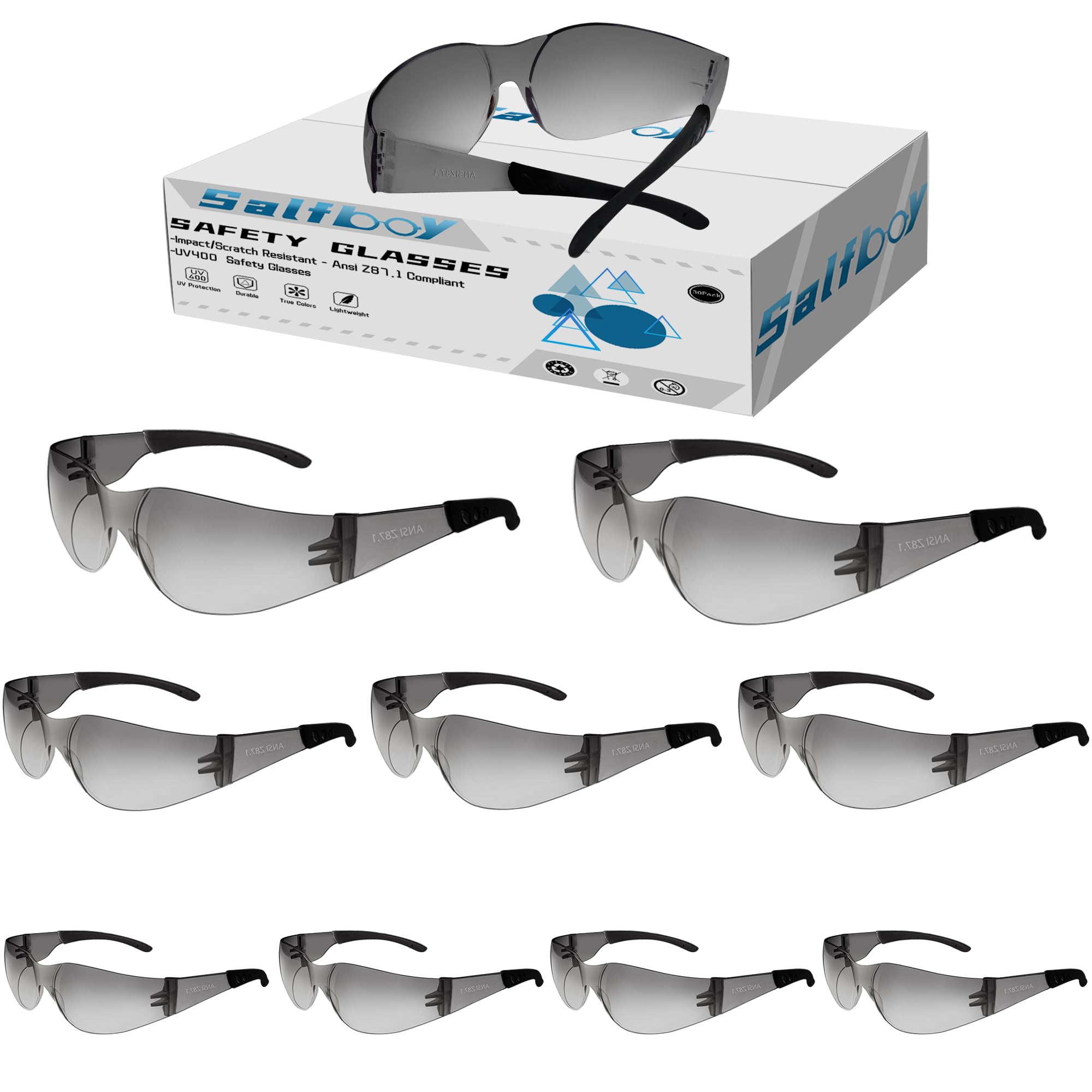 [10 / 30/ 50 / 80 / 100 PCS] Safety Glasses Protective Eyewear Glasses Bulk Ansi Z87.1 Impact Resistant Lens