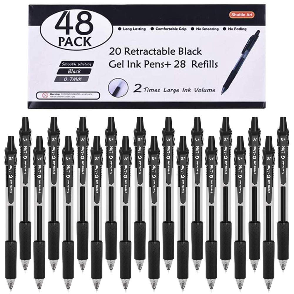 Shuttle Art Black Gel Pens, 36 & 48 Pack