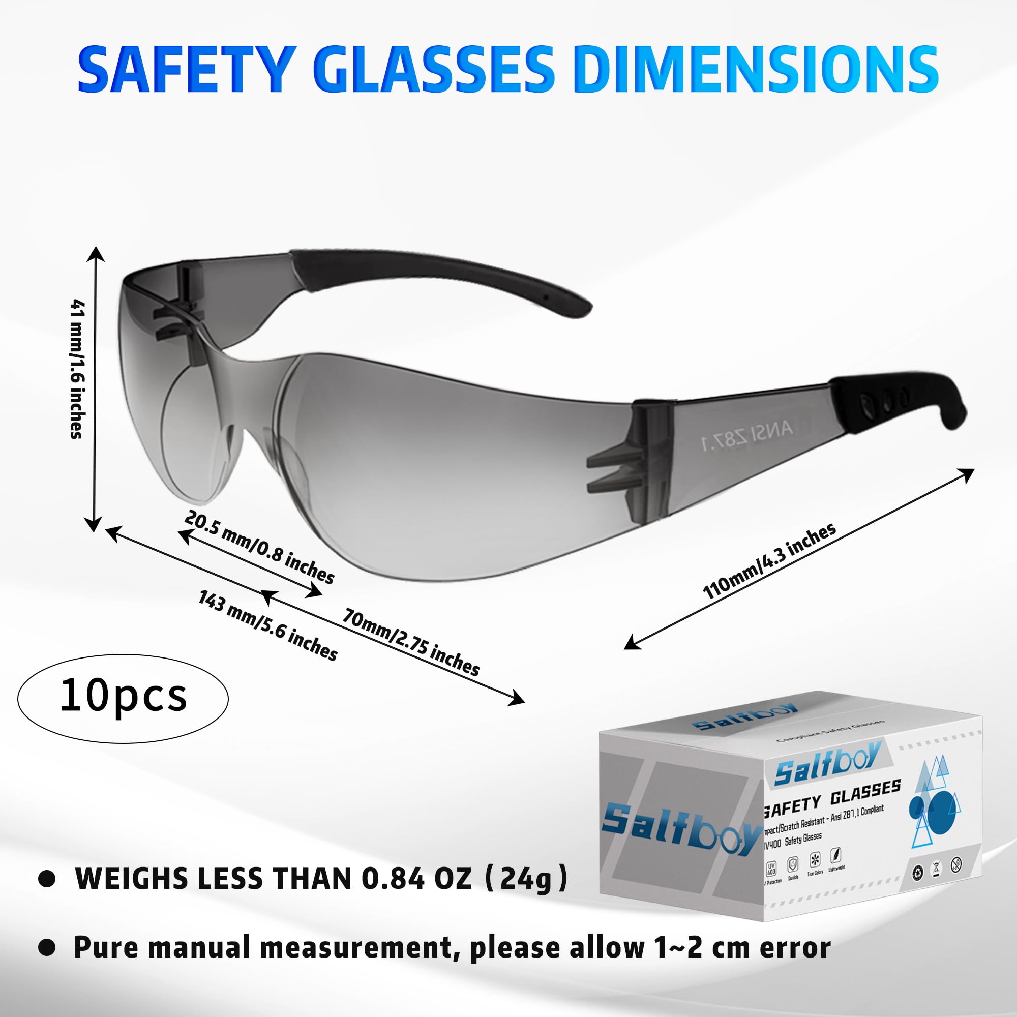 [10 / 30/ 50 / 80 / 100 PCS] Safety Glasses Protective Eyewear Glasses Bulk Ansi Z87.1 Impact Resistant Lens