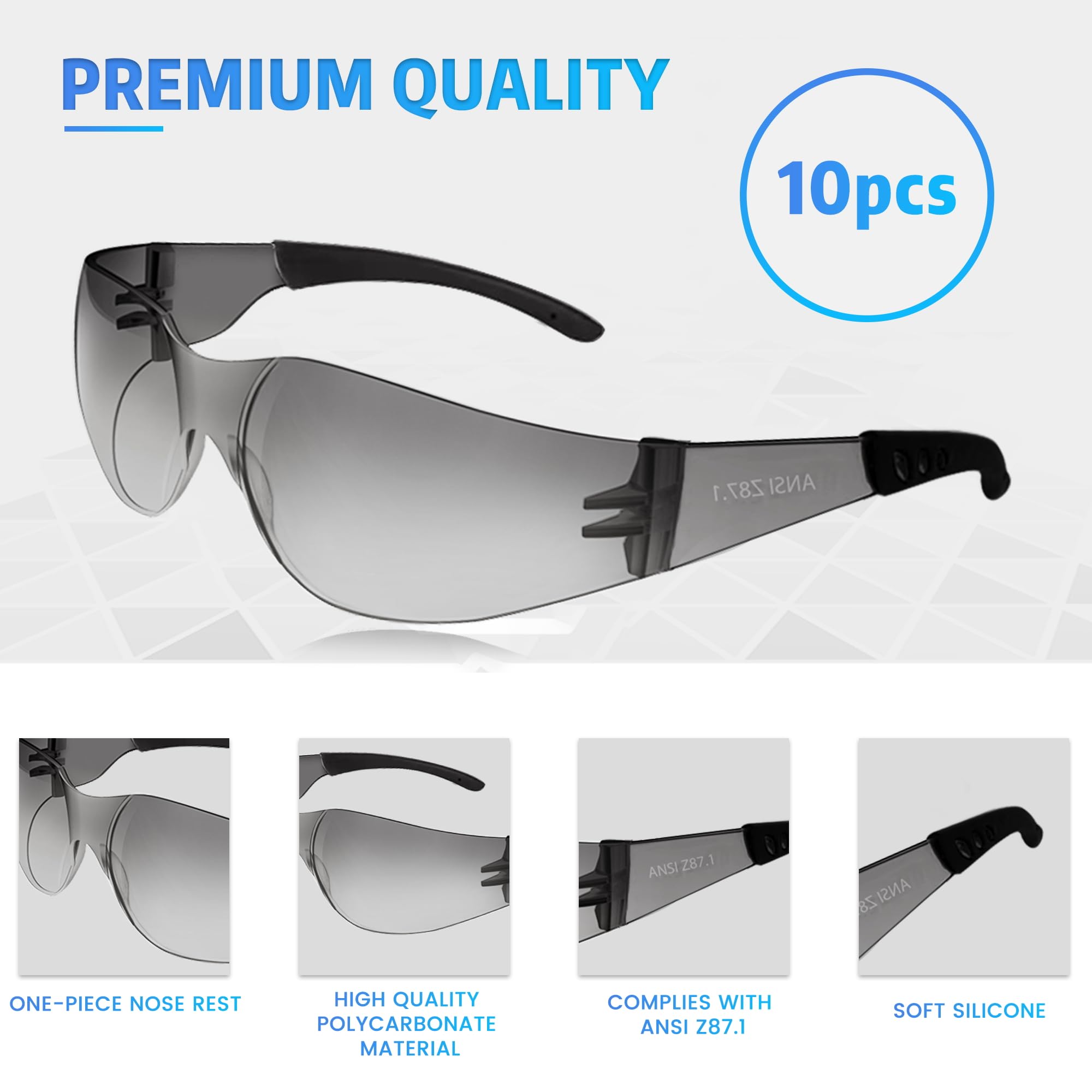 [10 / 30/ 50 / 80 / 100 PCS] Safety Glasses Protective Eyewear Glasses Bulk Ansi Z87.1 Impact Resistant Lens