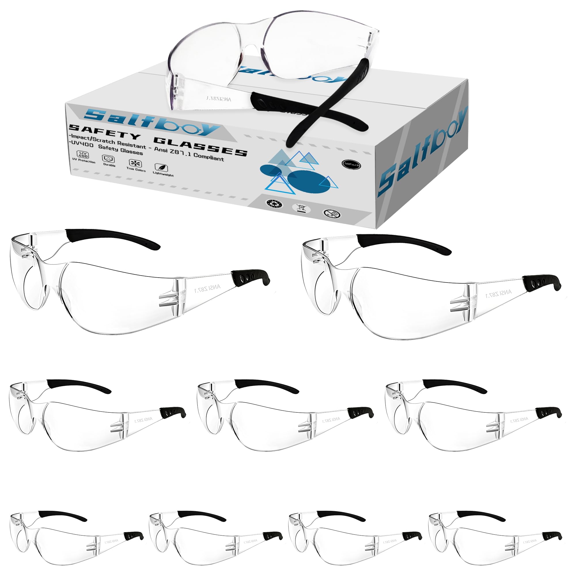 [10 / 30/ 50 / 80 / 100 PCS] Safety Glasses Protective Eyewear Glasses Bulk Ansi Z87.1 Impact Resistant Lens
