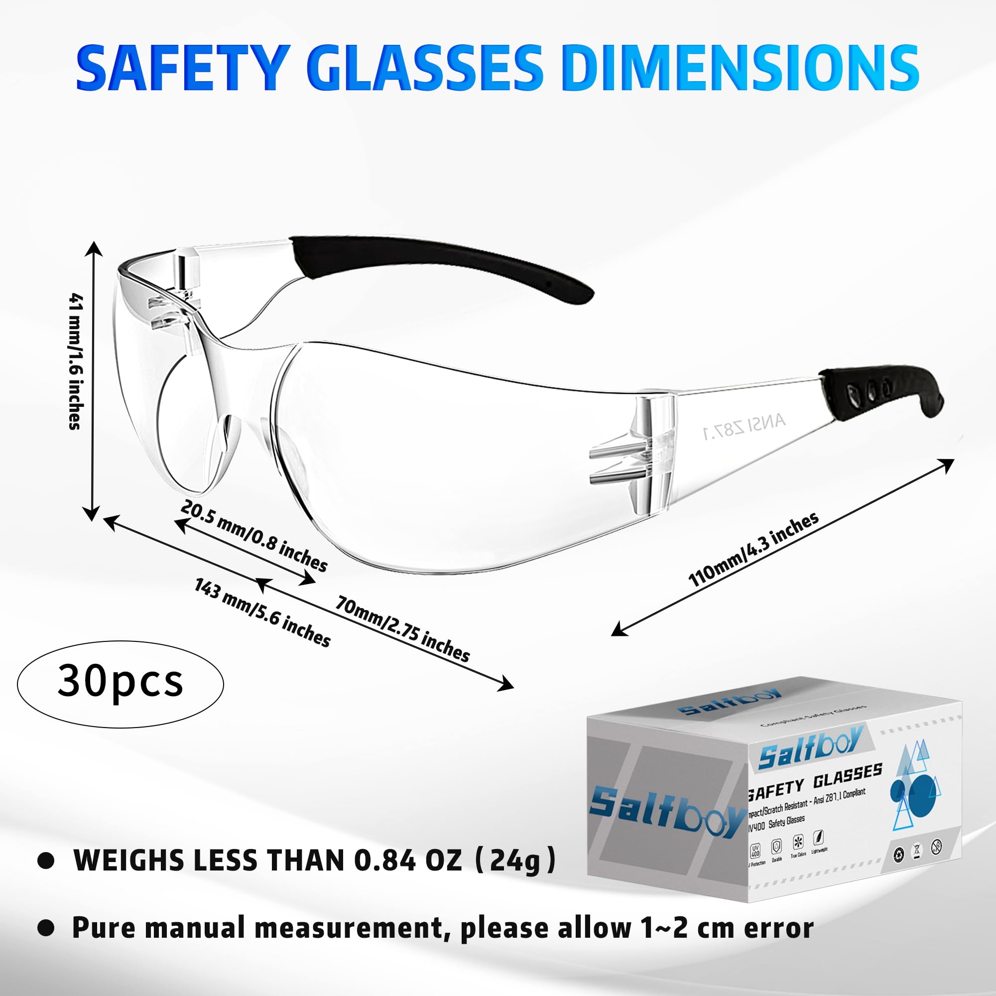 [10 / 30/ 50 / 80 / 100 PCS] Safety Glasses Protective Eyewear Glasses Bulk Ansi Z87.1 Impact Resistant Lens